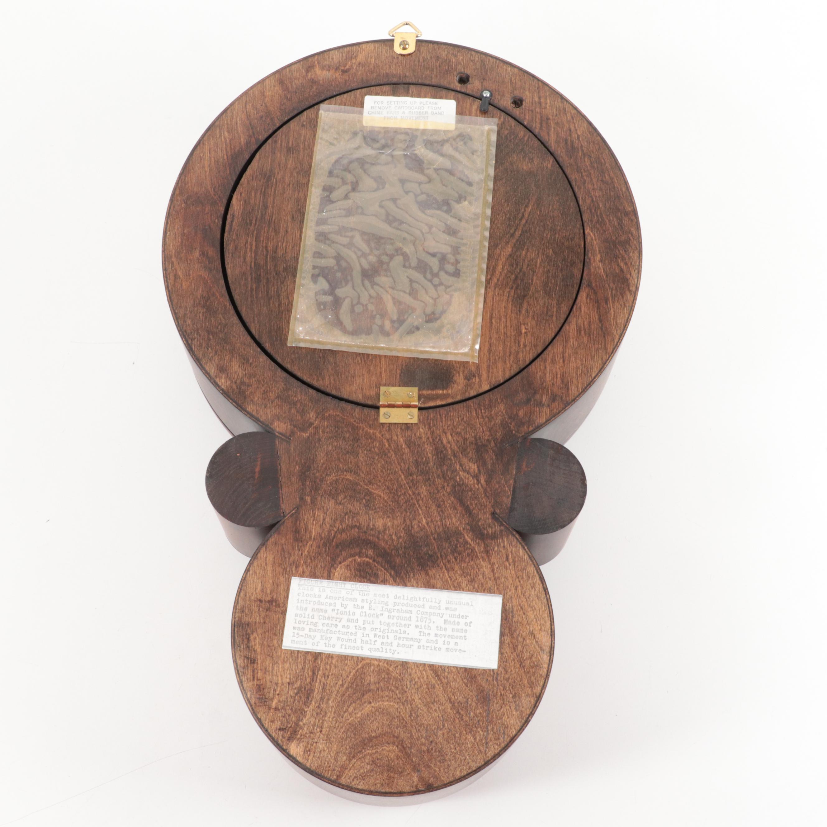 Ethan Allen and Franz Hermle Cherry Figure Eight Wall Clock, Late 20th Century