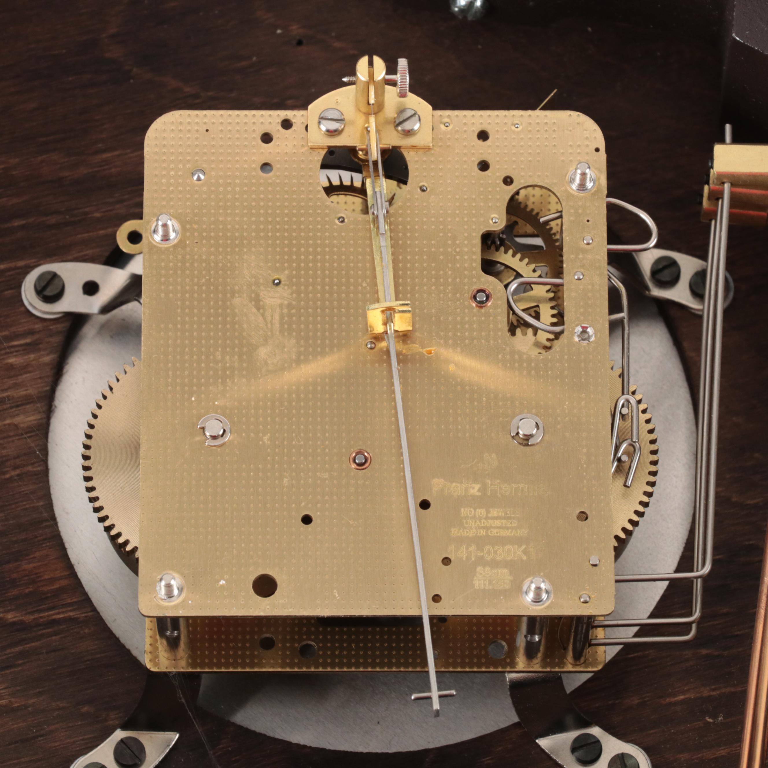 Ethan Allen and Franz Hermle Cherry Figure Eight Wall Clock, Late 20th Century