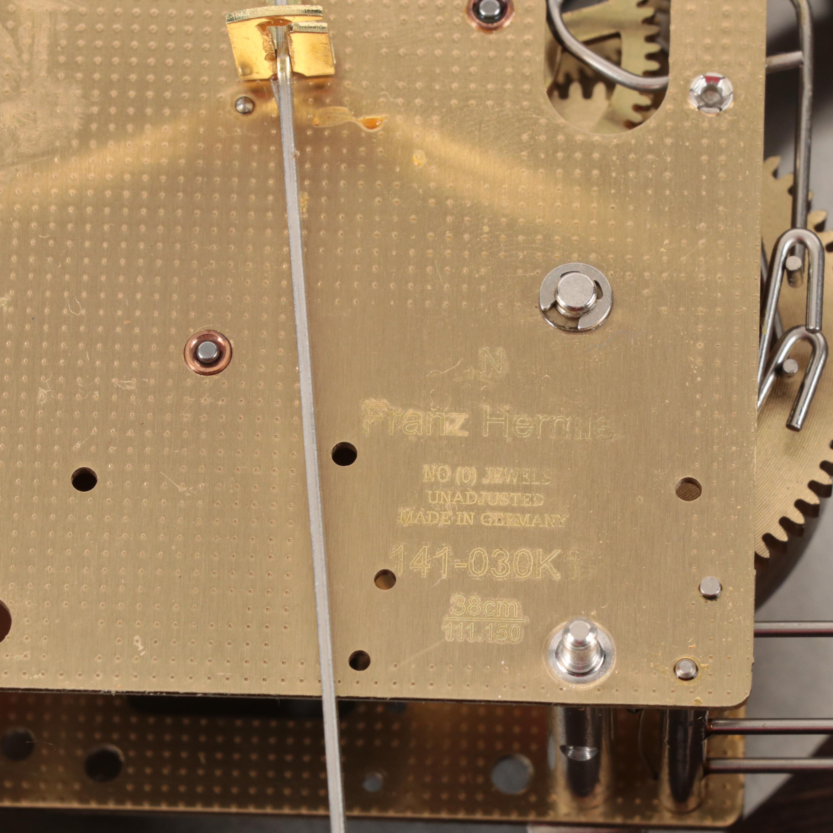 Ethan Allen and Franz Hermle Cherry Figure Eight Wall Clock, Late 20th Century