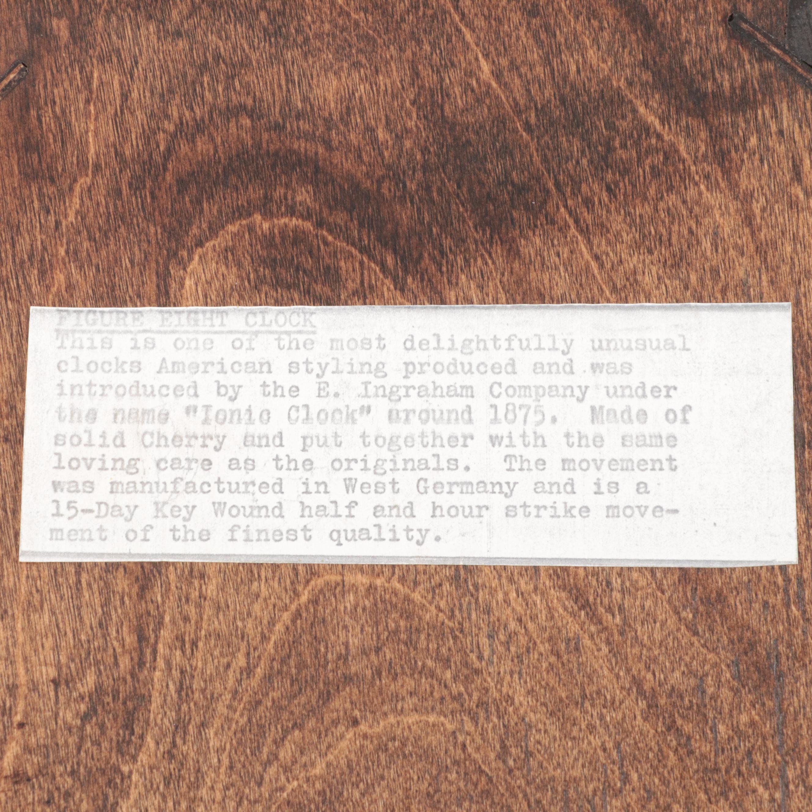 Ethan Allen and Franz Hermle Cherry Figure Eight Wall Clock, Late 20th Century