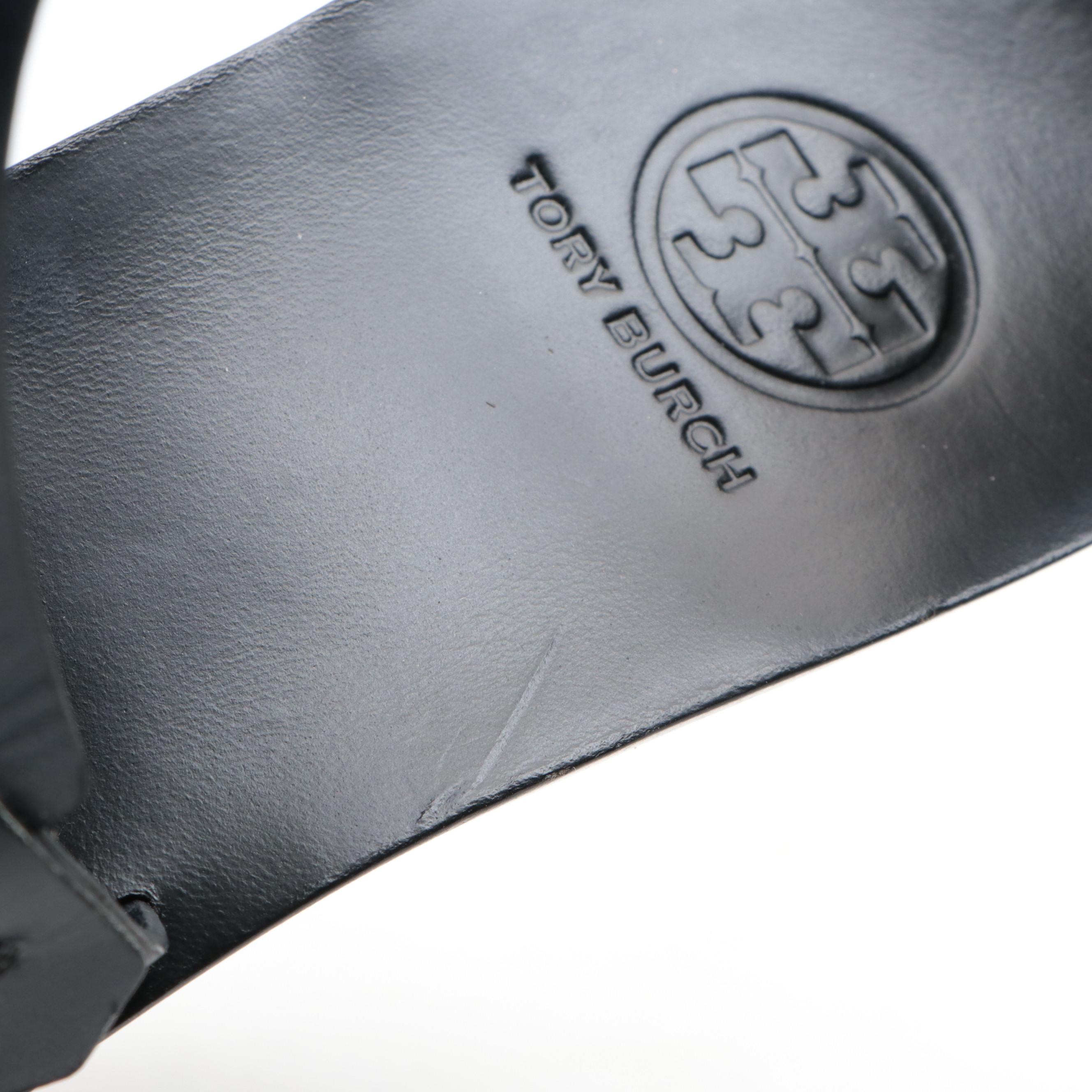 Tory Burch Zoey Wedge Sandals in Black Leather