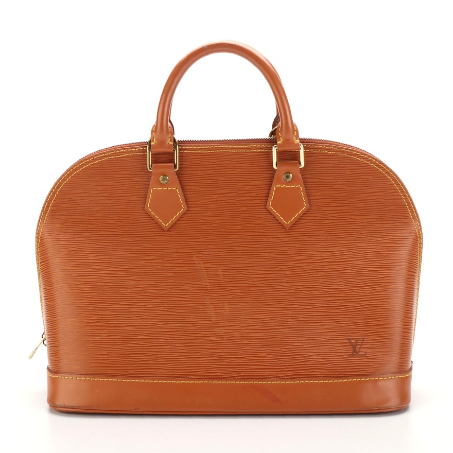 Louis Vuitton Alma PM Handbag in Cipango Gold Epi and Smooth Leather