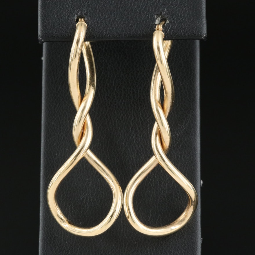 Italian 14K Twisted Tube Drop Earrings