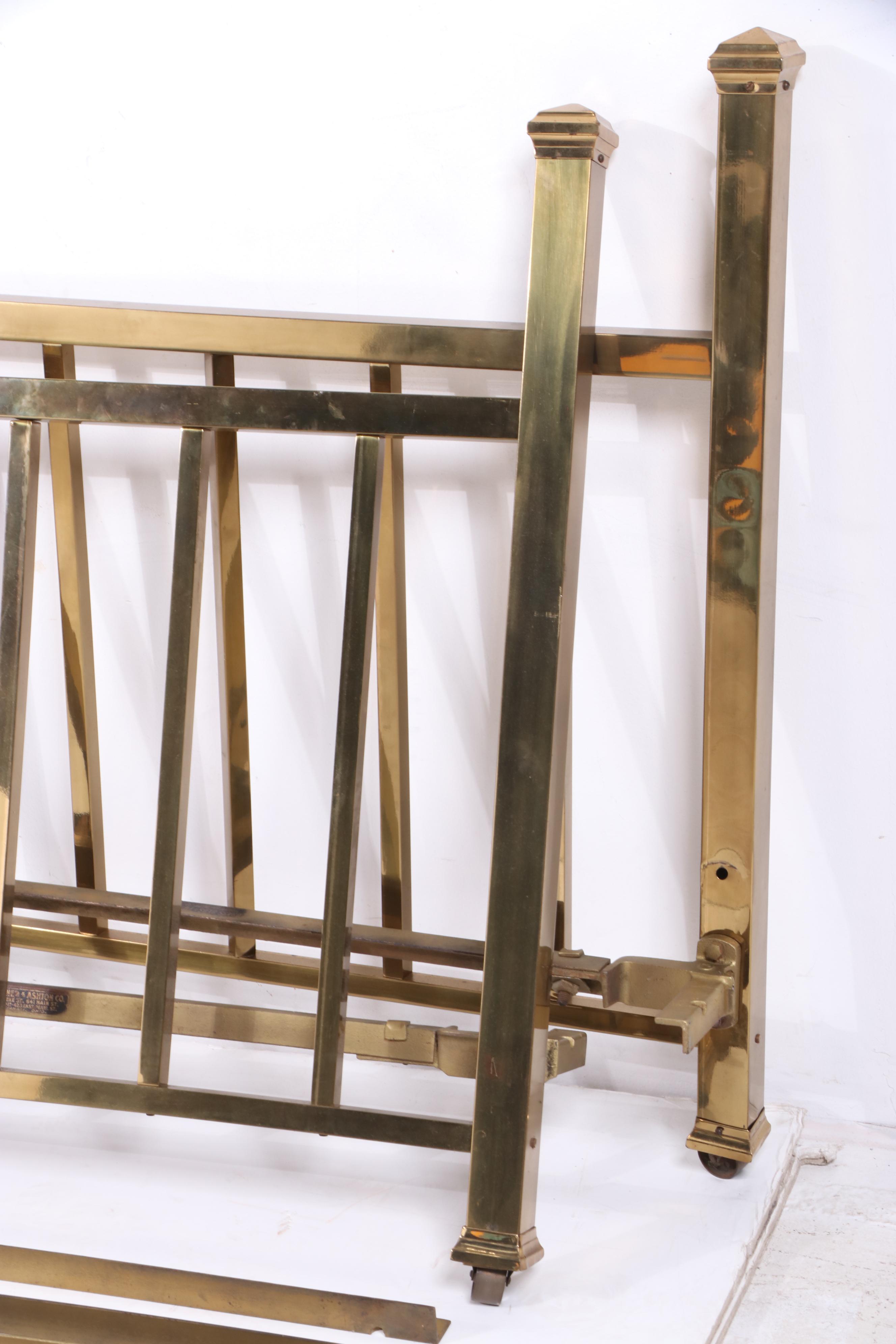 Pair of Nunner & Ashton Twin Brass Bed Frames, Early to Mid 20th C.