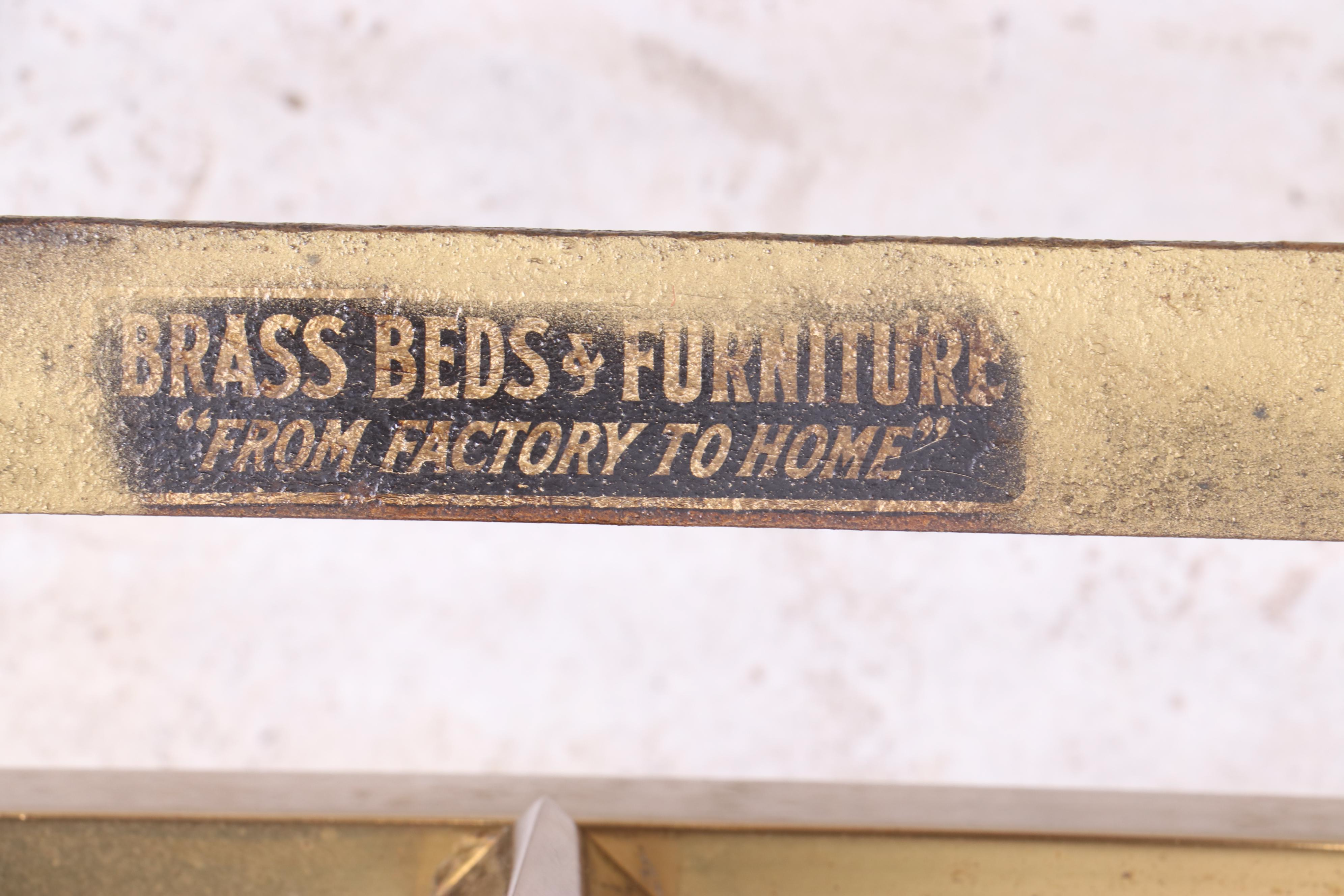 Pair of Nunner & Ashton Twin Brass Bed Frames, Early to Mid 20th C.