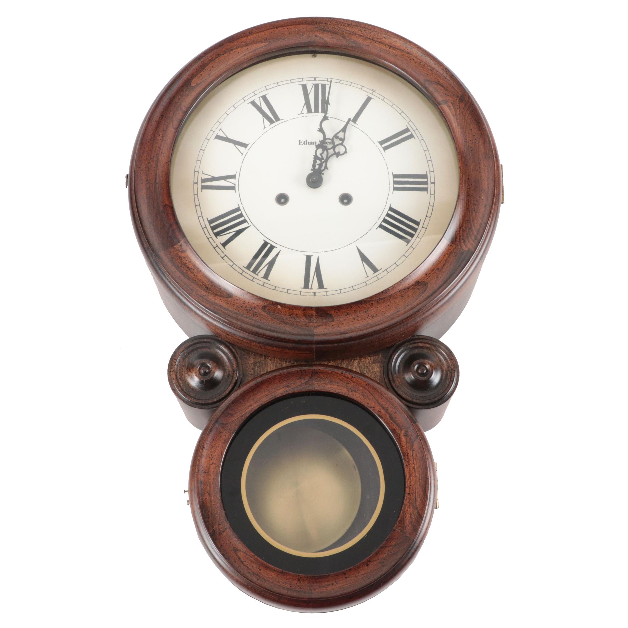 Ethan Allen and Franz Hermle Cherry Figure Eight Wall Clock, Late 20th Century