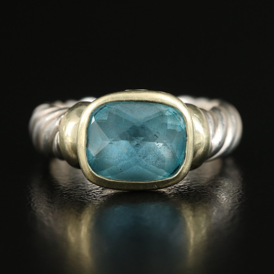 David Yurman "Noblesse" Sterling Topaz Ring