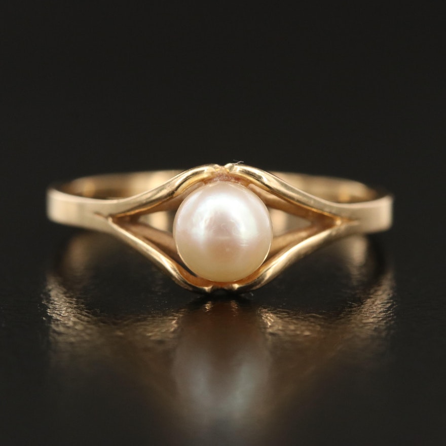 14K Pearl Solitaire Ring