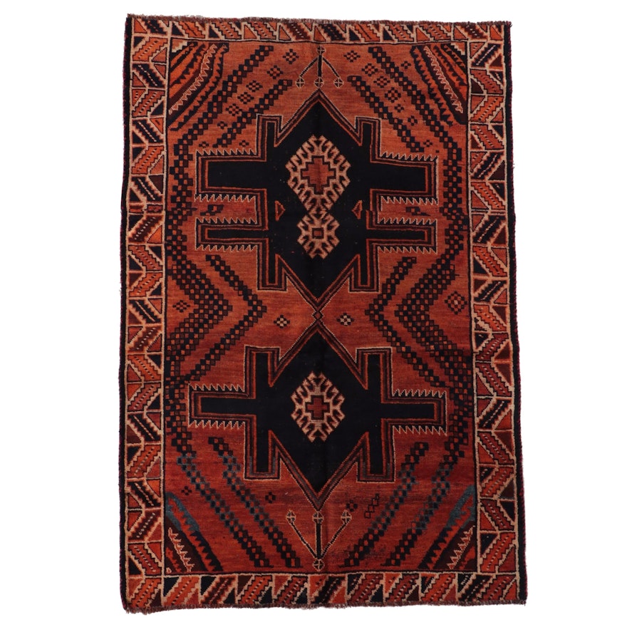 4'9 x 7'2 Hand-Knotted Persian Qashqai Area Rug