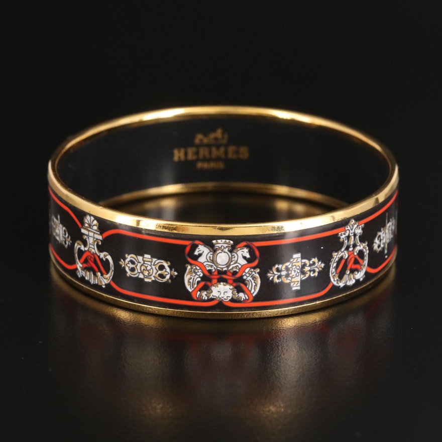 Hermès Lion and Horse Relief Motif Bangle