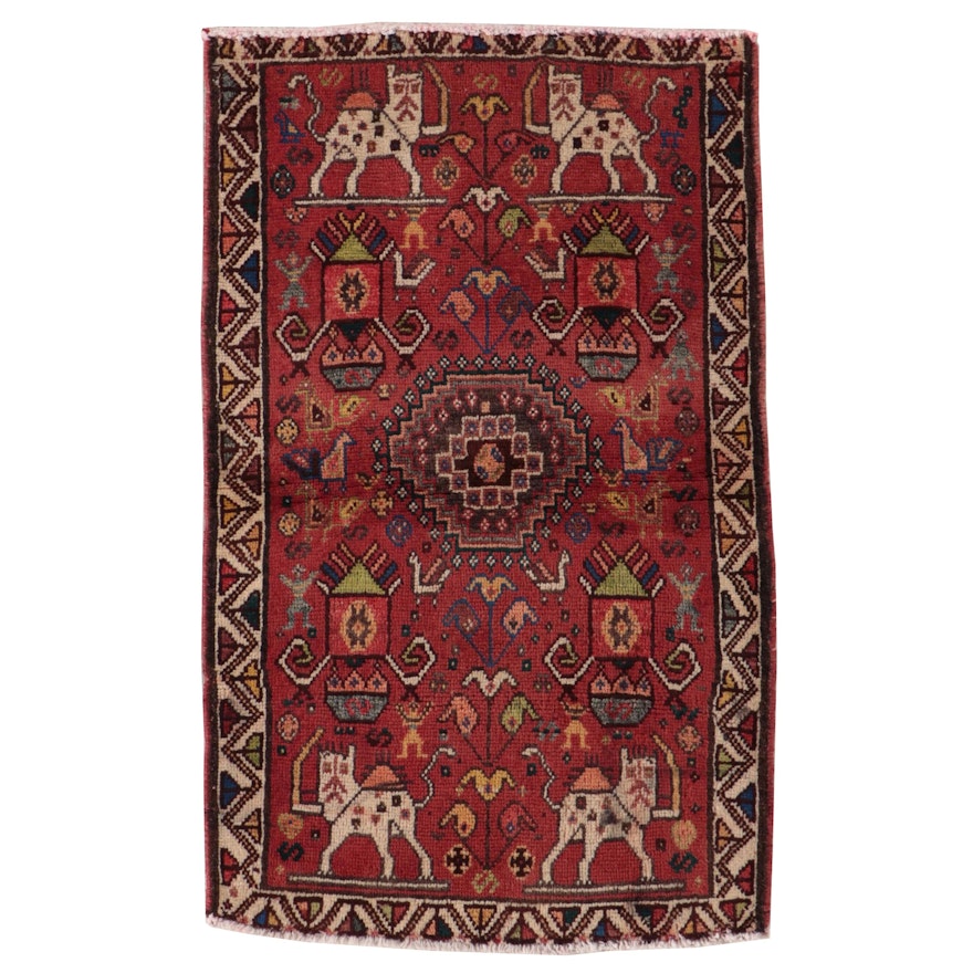 2' x 3'3 Hand-Knotted Persian Khamseh Pictorial Accent Rug
