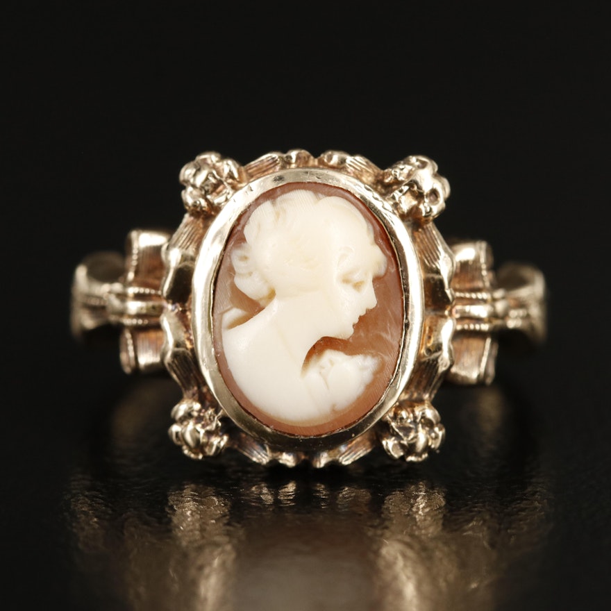 Vintage 10K Shell Cameo Ring