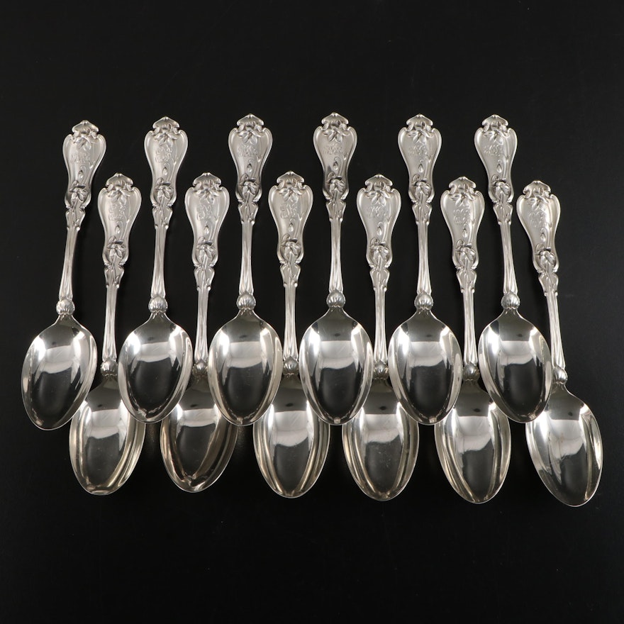 Whiting Mfg. Co. "Violet" Sterling Silver Teaspoons, Early 20th Century