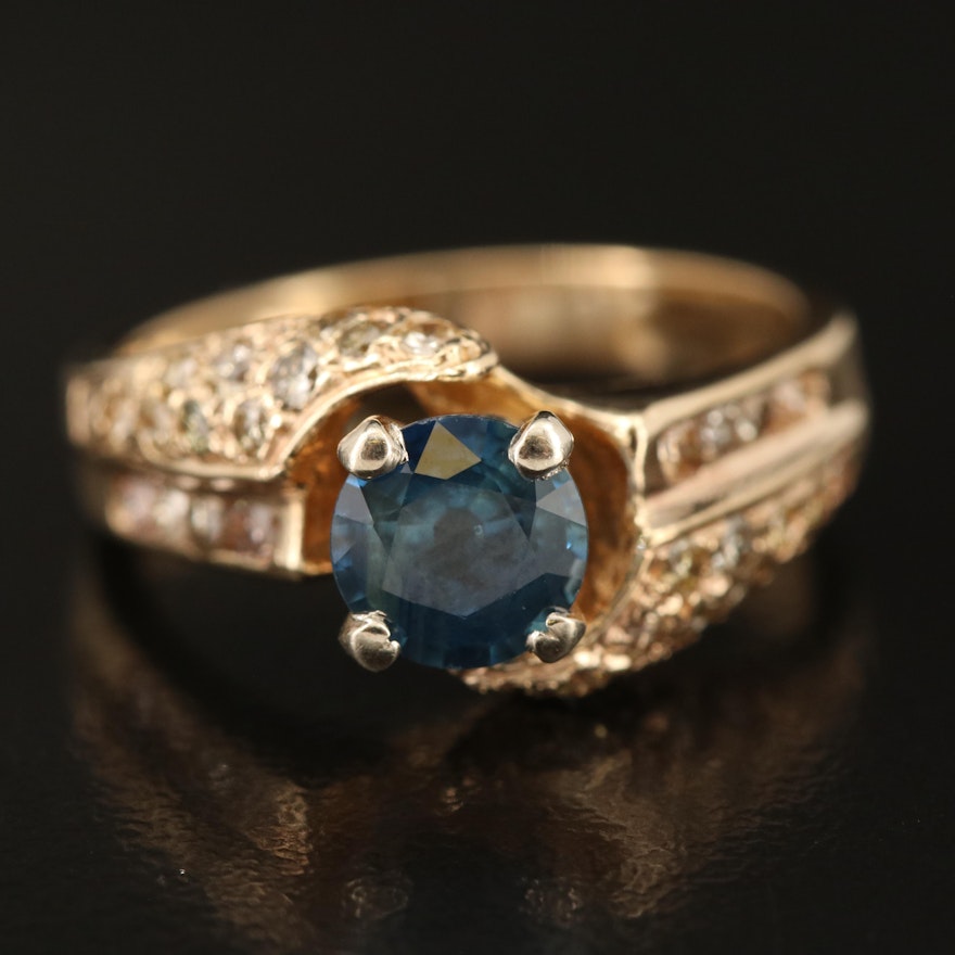 14K 1.00 CT Sapphire and Diamond Ring