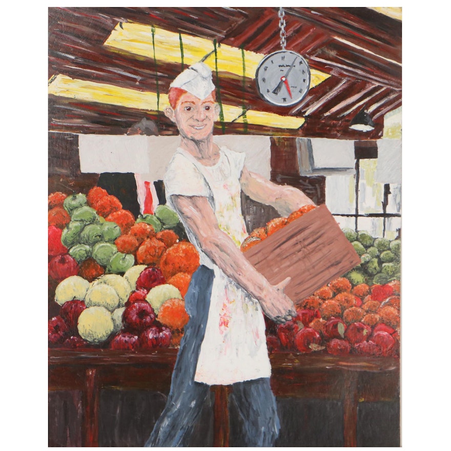 Acrylic Painting of Grocery Store Worker