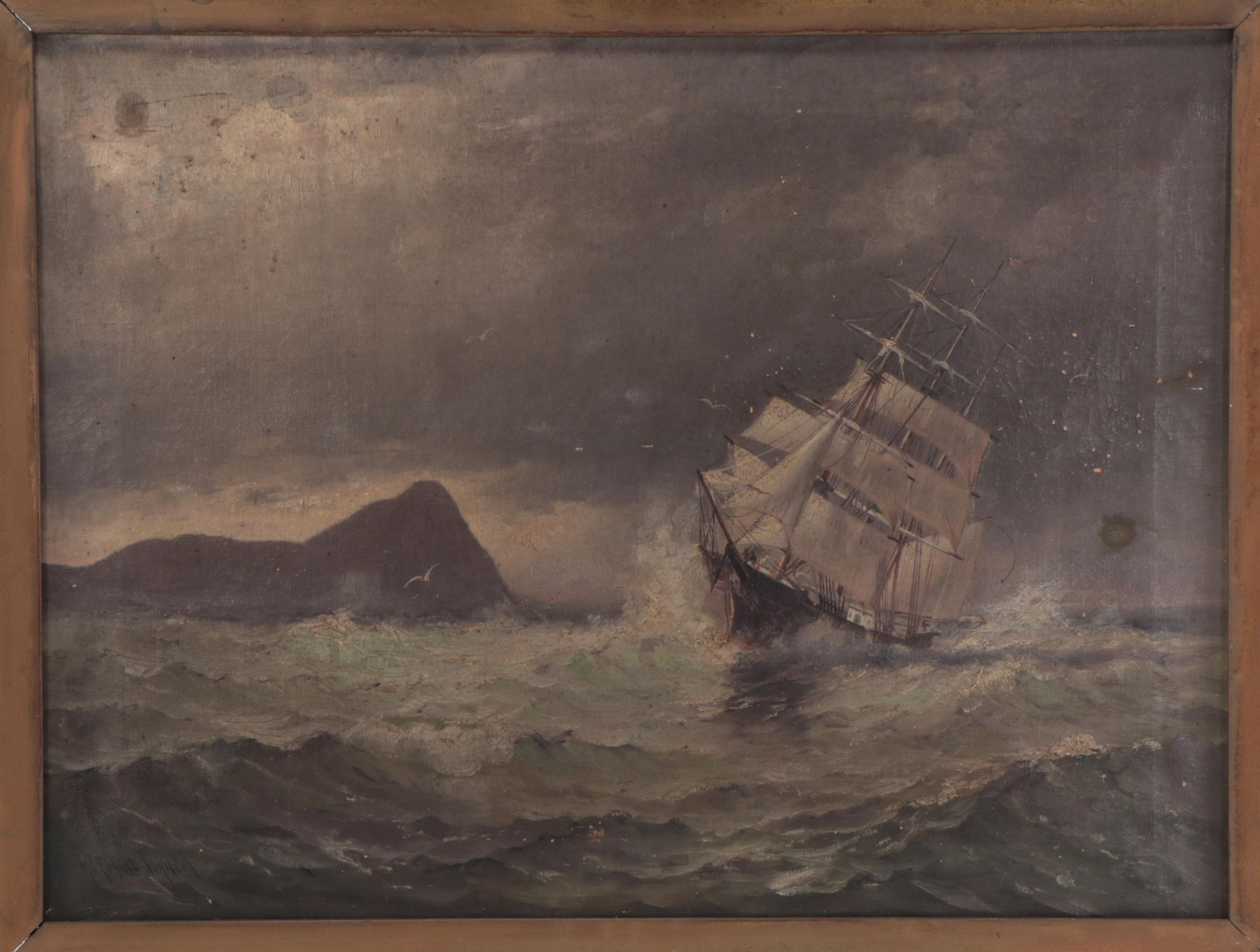 Marshall Johnson Jr. Nautical Oil Painting, Circa 1900