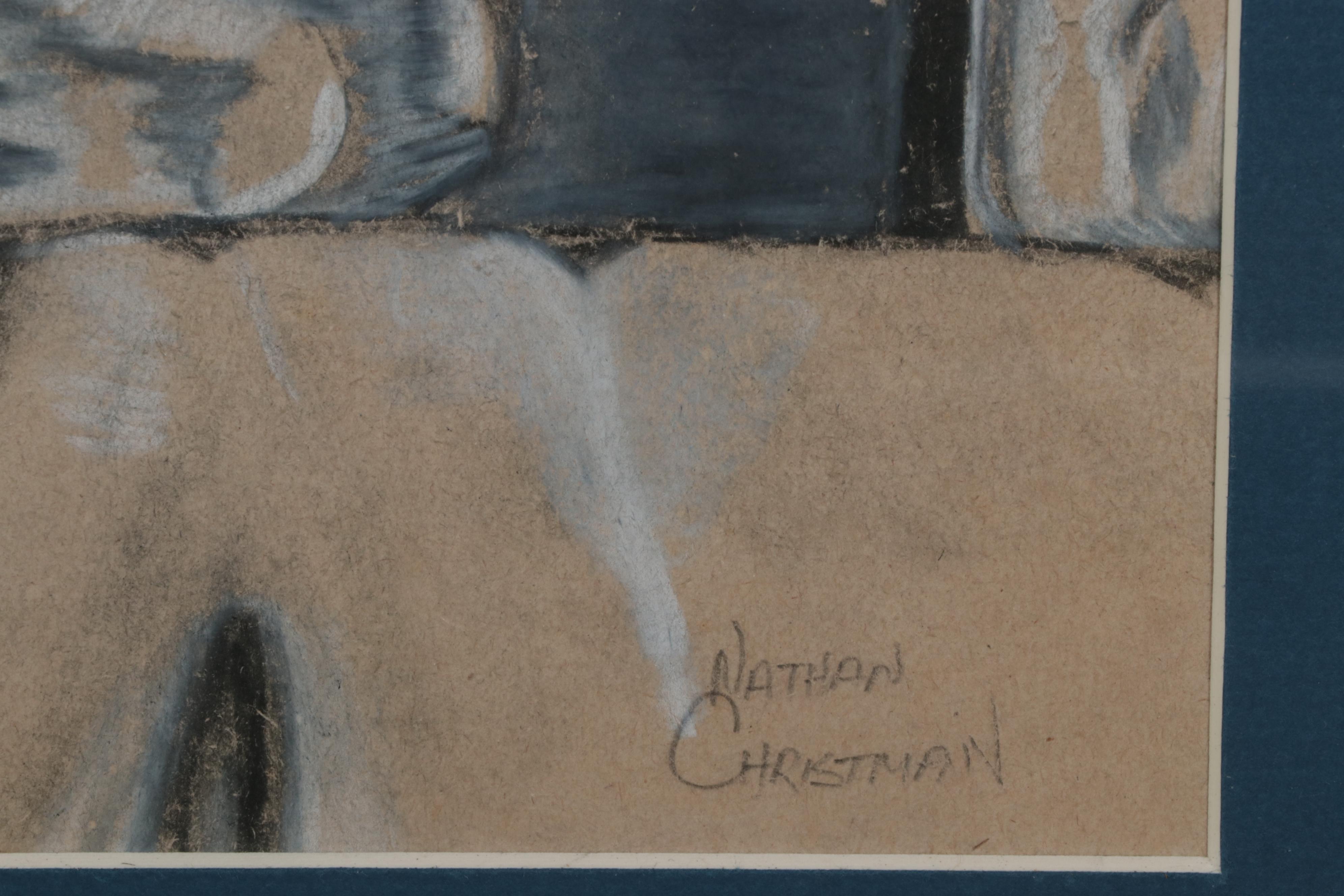 Nathan Christman Charcoal and Conté Drawing of Chemistry Glassware