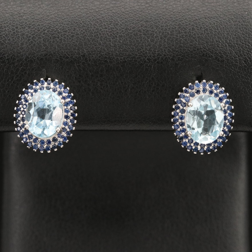 Sterling Topaz and Sapphire Earrings