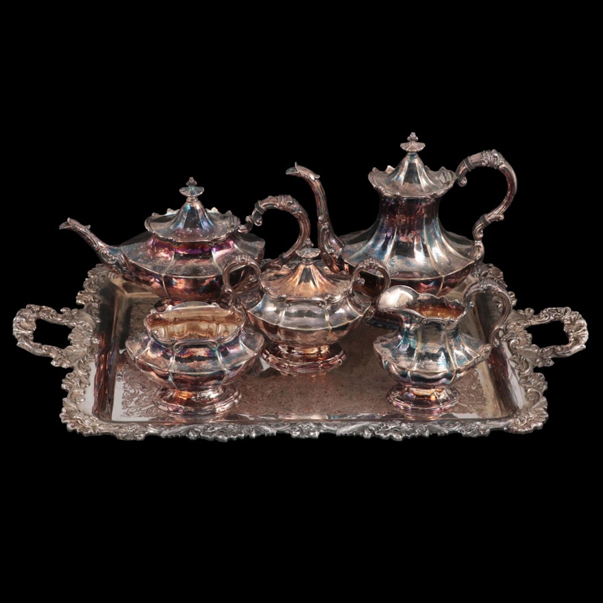 Reed & Barton "Victorian" Silver Plate Tea and Coffee Service with Tray, 1941