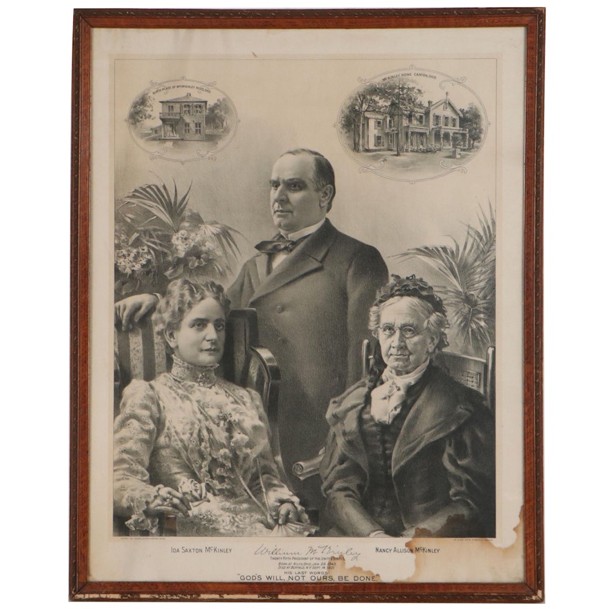 Lithograph of William McKinley and Family Portrait, Circa 1901