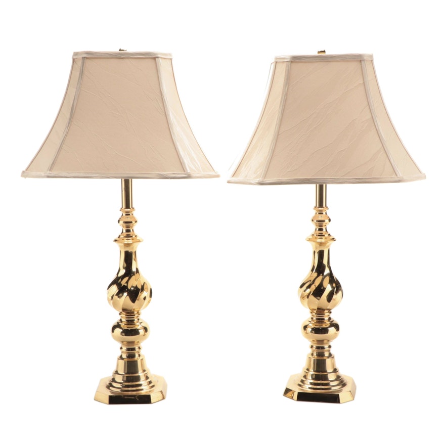 Pair of Brass Console Lamps