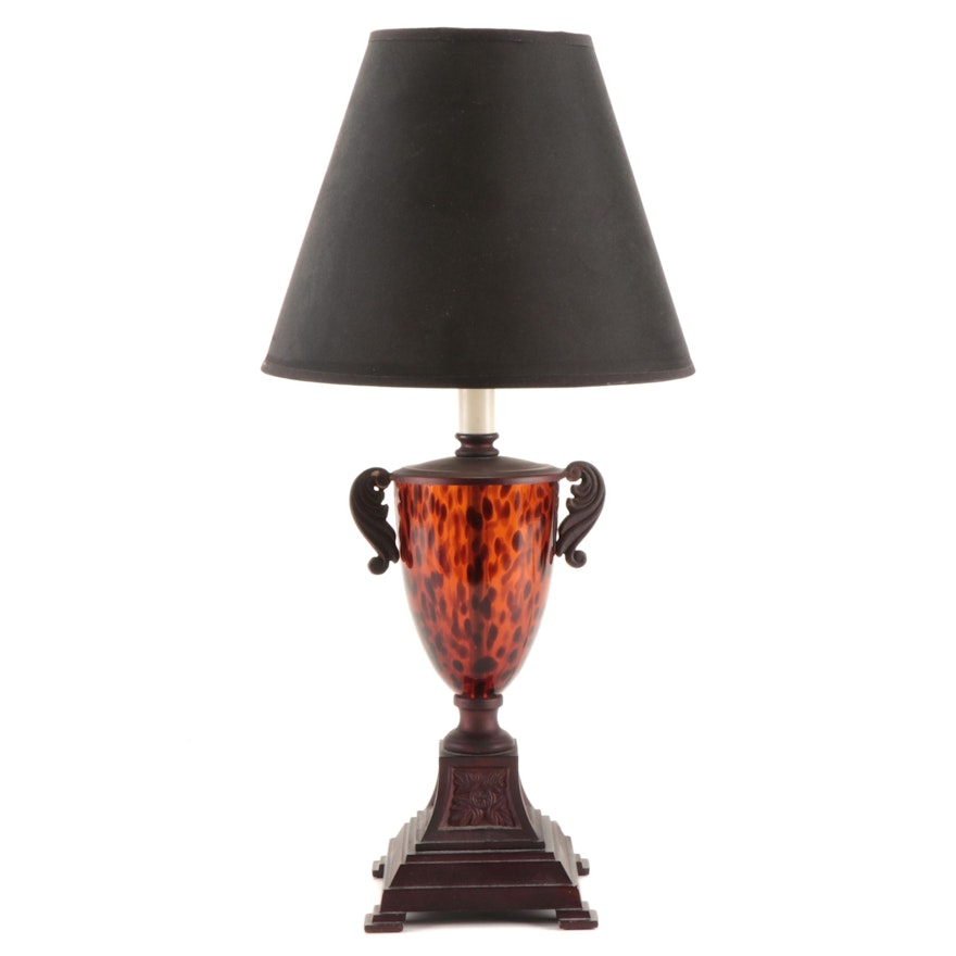 Neoclassical Style Tortoiseshell and Patinated Metal Table Lamp