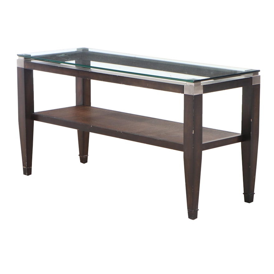 Media Console Table with Tempered Glass