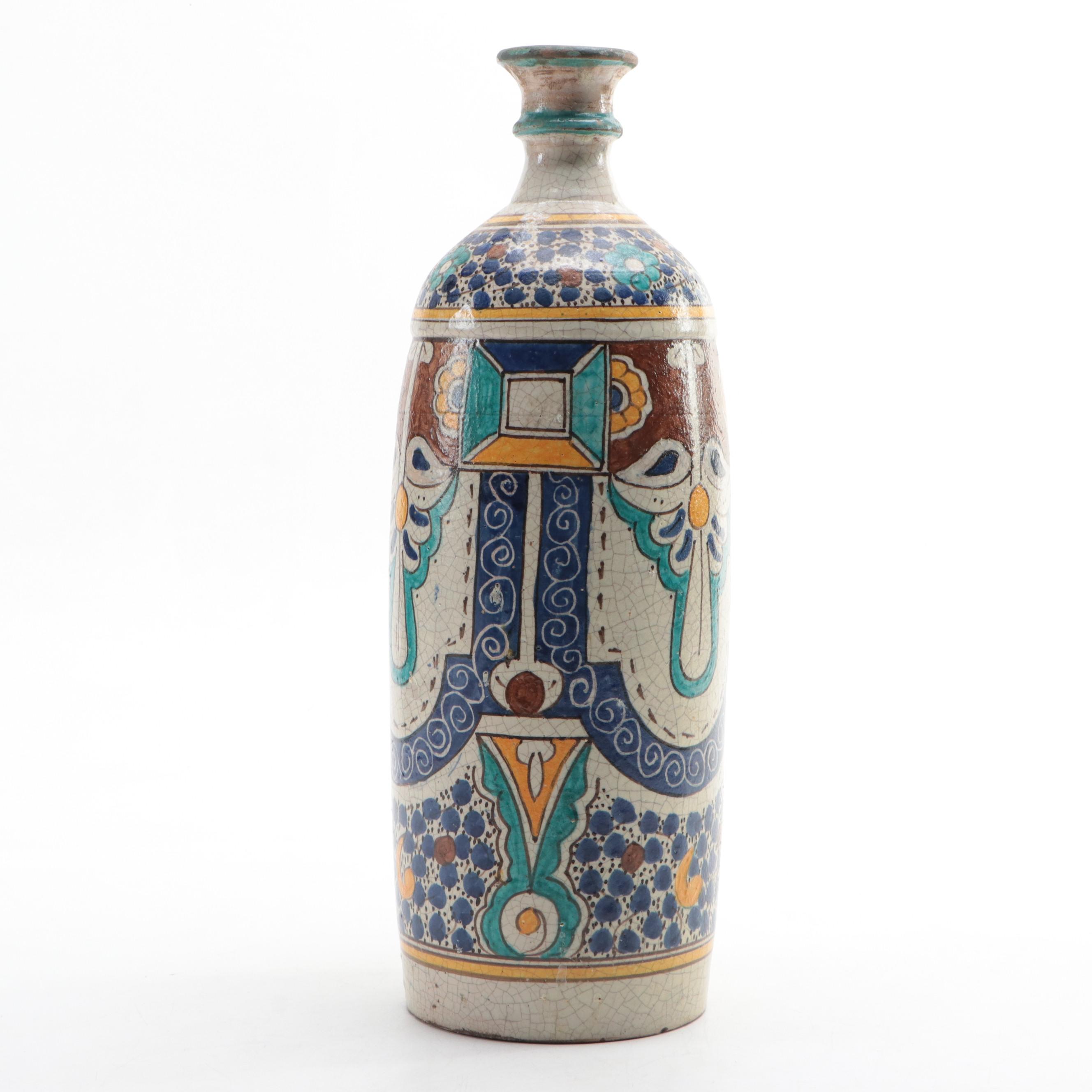 Italian Deruta Style Majolica Bottle Vase
