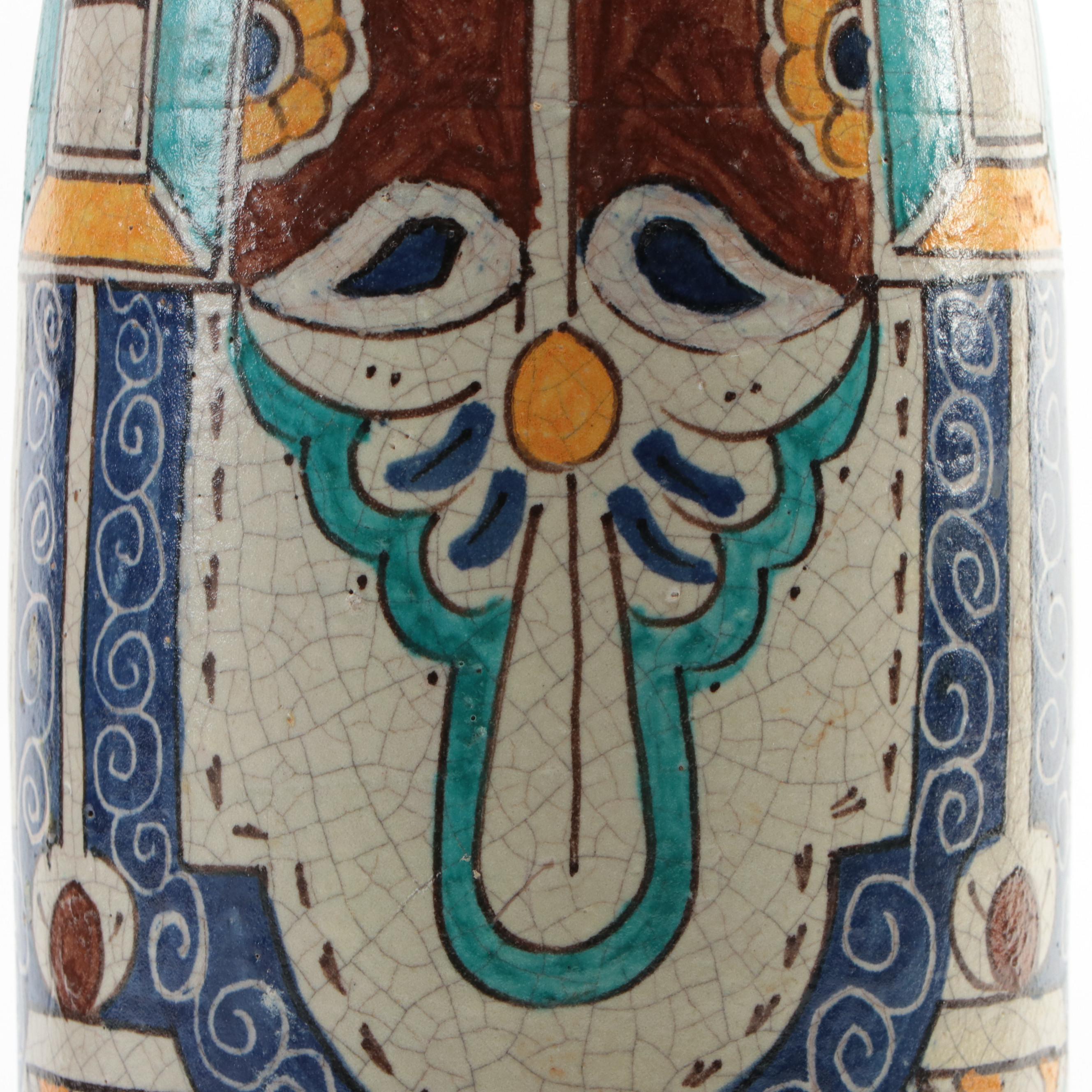 Italian Deruta Style Majolica Bottle Vase