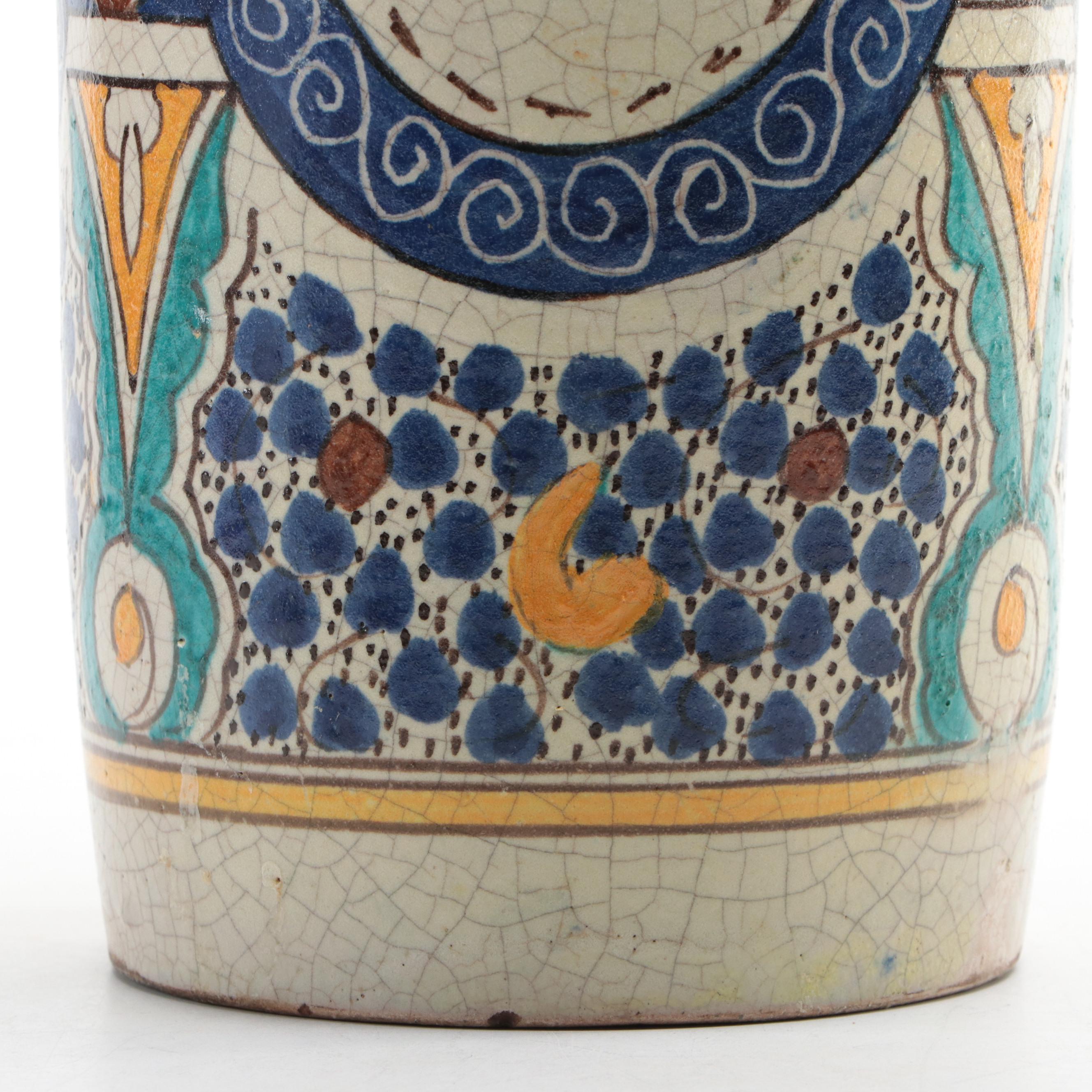 Italian Deruta Style Majolica Bottle Vase