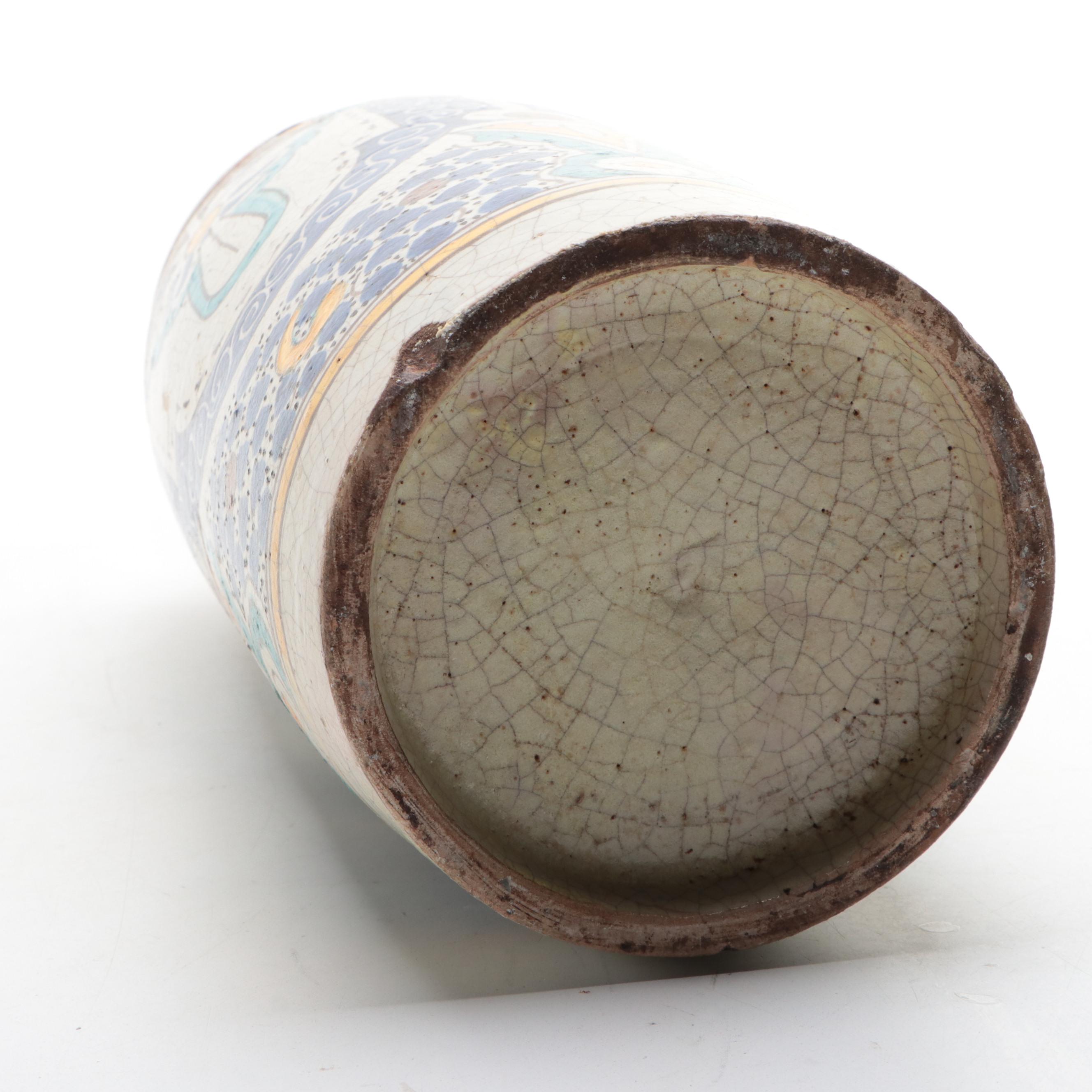 Italian Deruta Style Majolica Bottle Vase