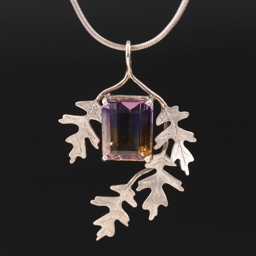 Artisan Sterling Ametrine Foliate Pendant Necklace