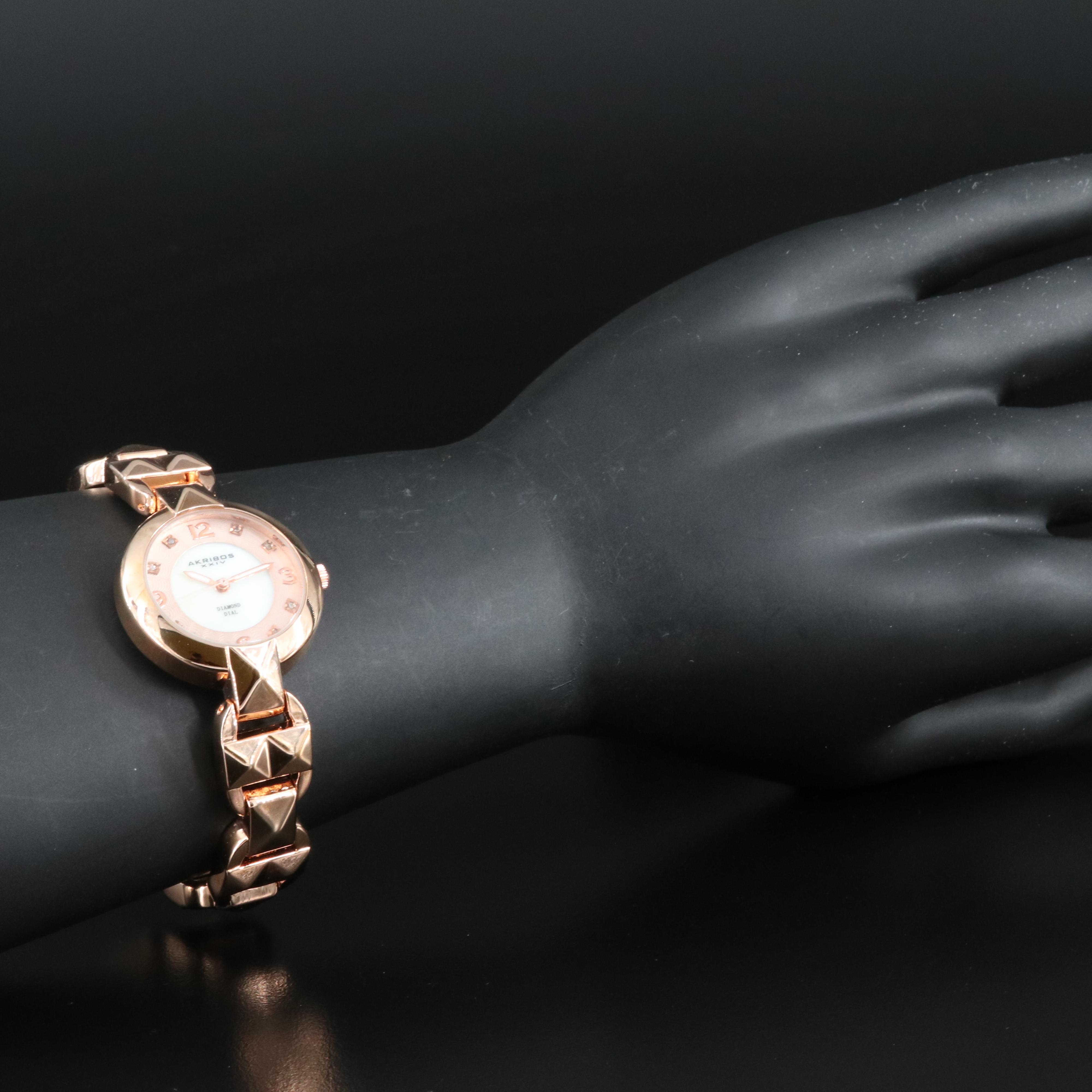 Akribos Diamond Dial Quartz Watch