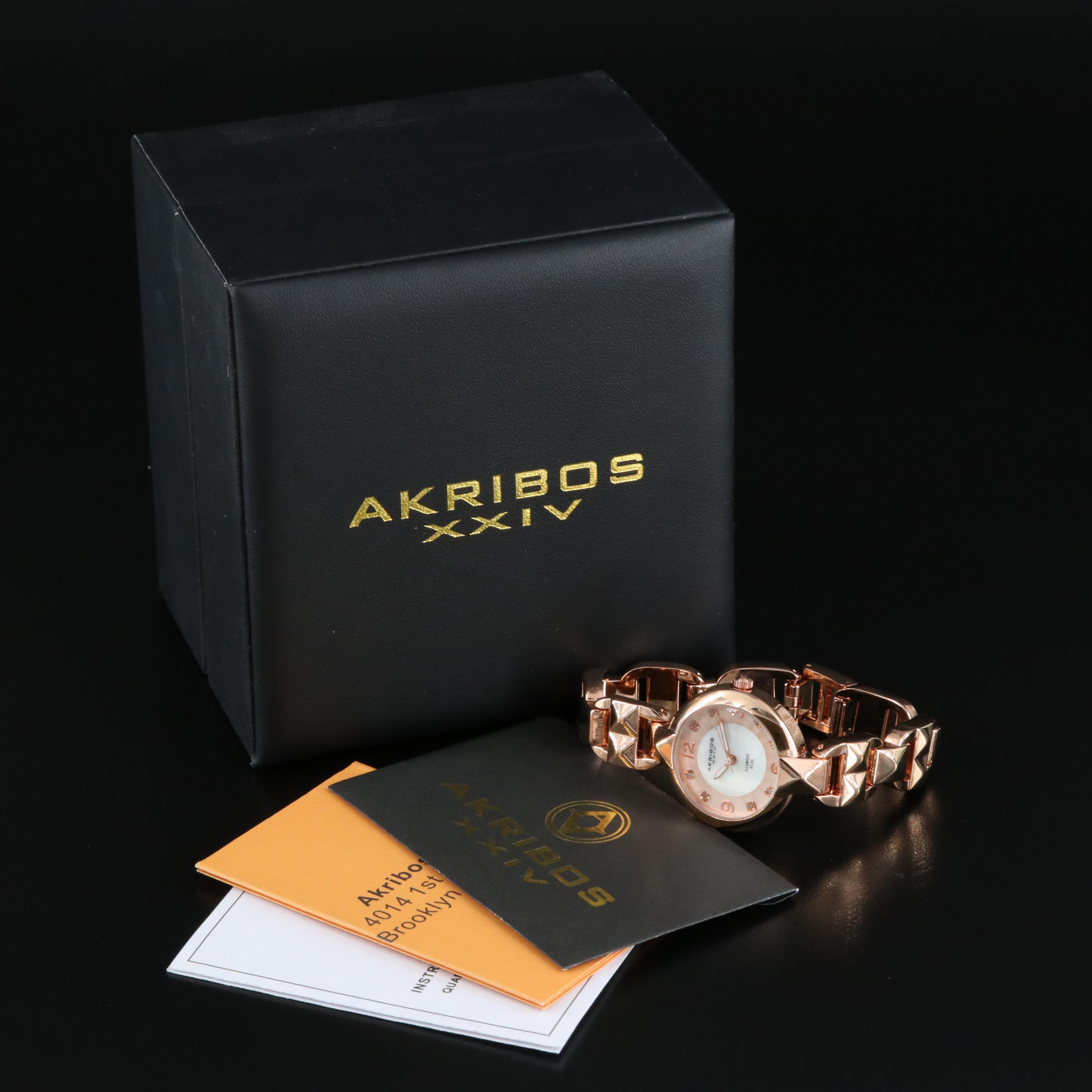 Akribos Diamond Dial Quartz Watch