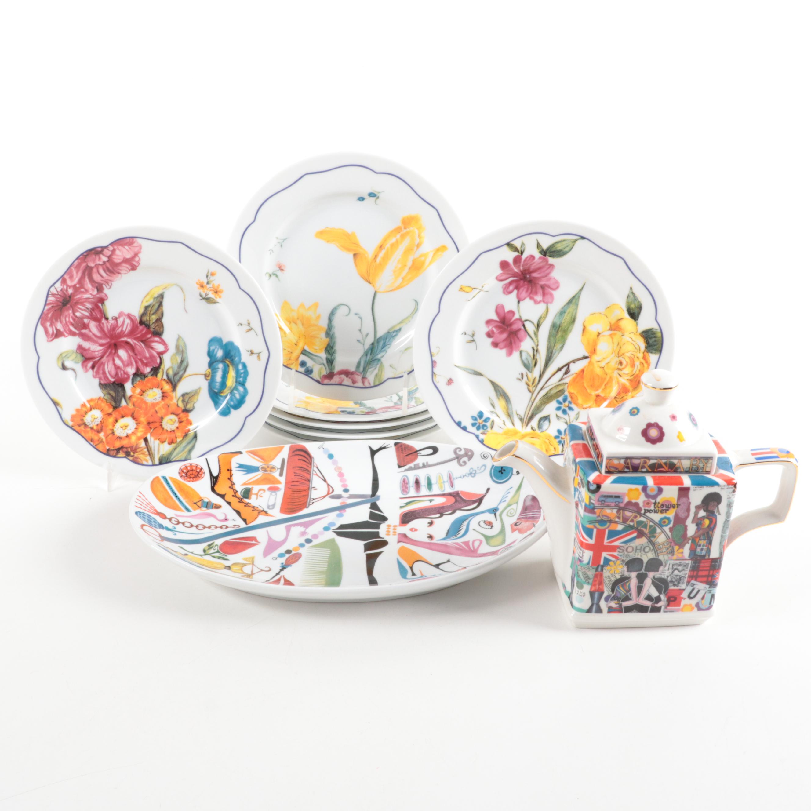 James Sadler "Carnaby Street" Teapot with Japanese Salad Plates and More