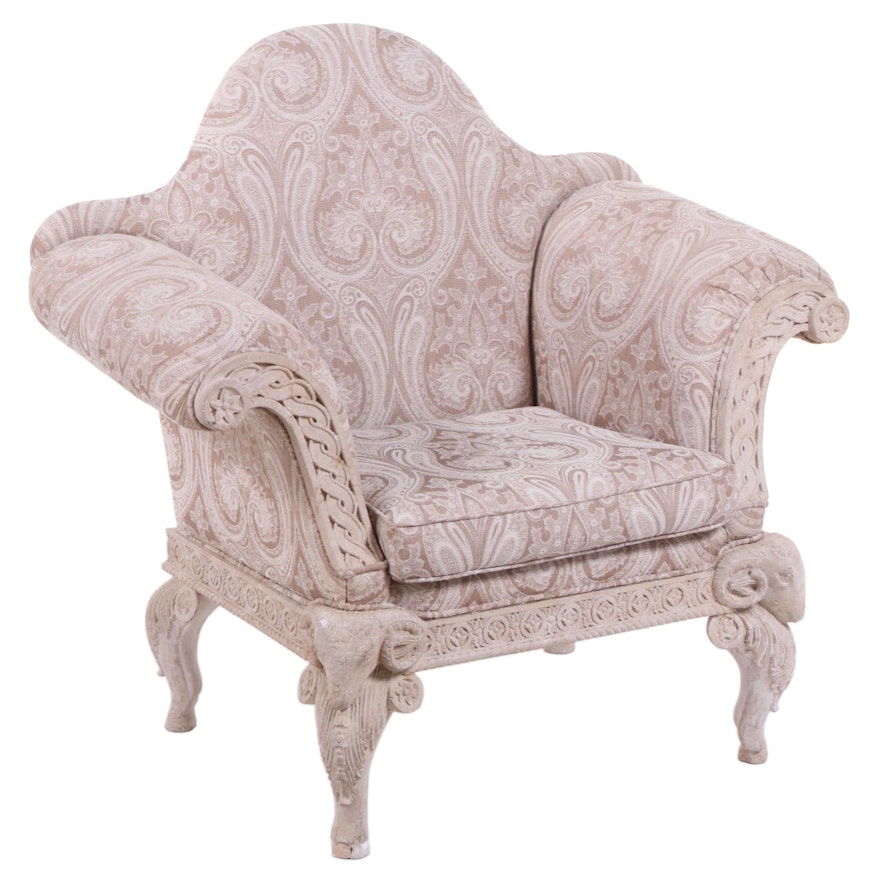 The Platt Collections Empire Style Faux-Stone and Custom-Upholstered Bergère