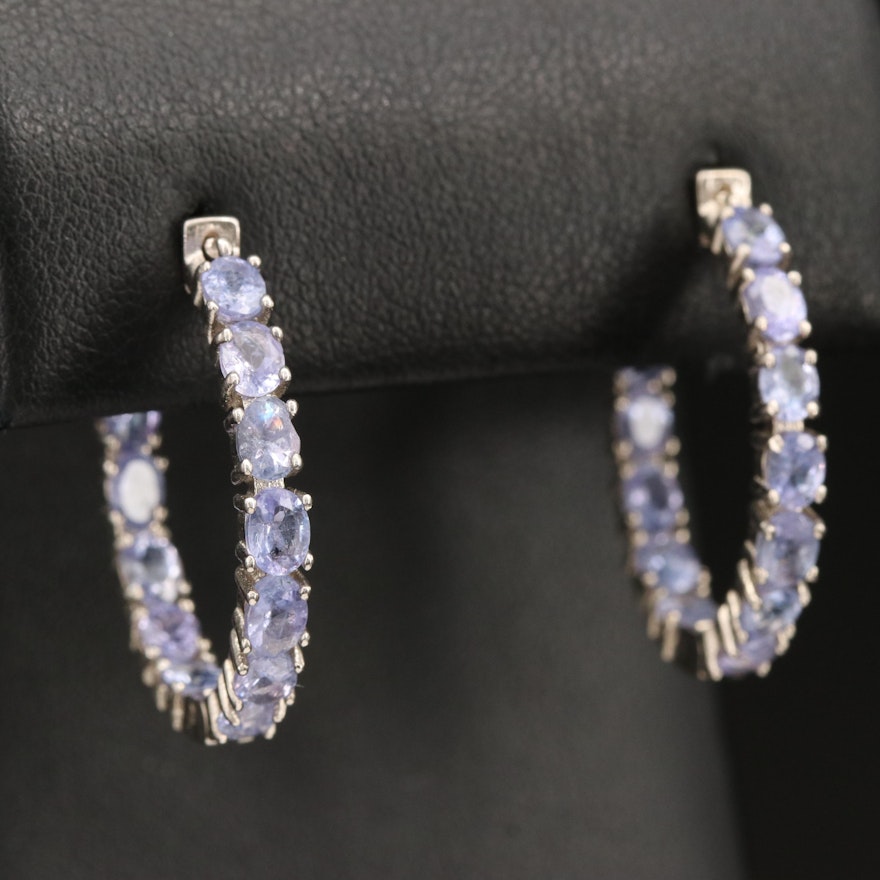 Sterling Tanzanite Inside-Out Hoop Earrings