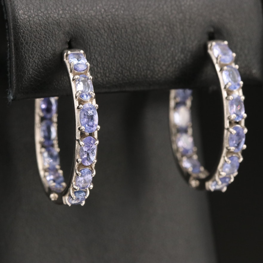 Sterling Tanzanite Inside-Out Hoop Earrings