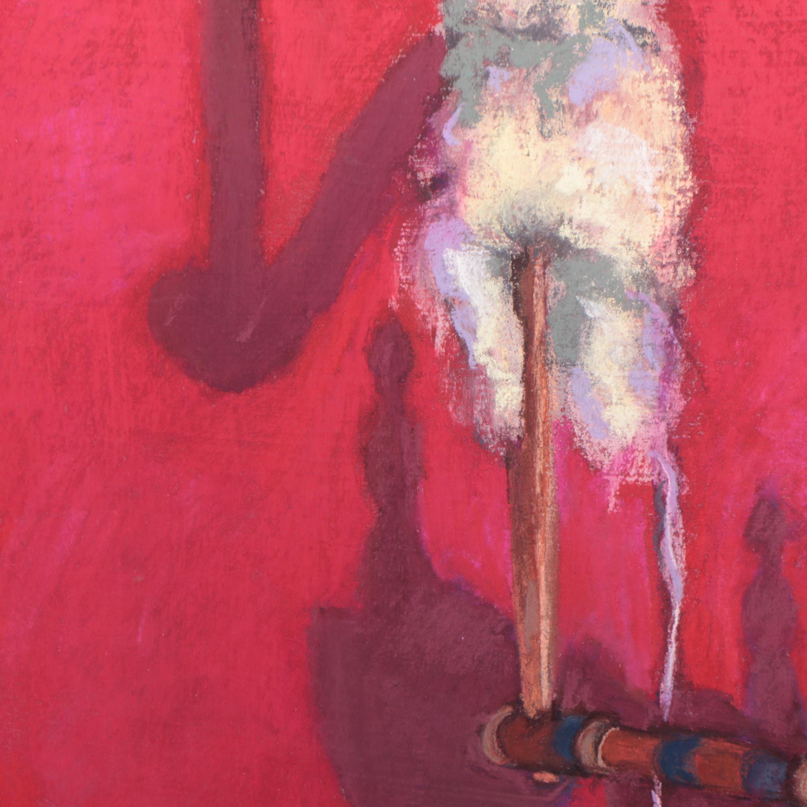 Martha Bator Still Life Pastel Drawing of a Spinning Wheel