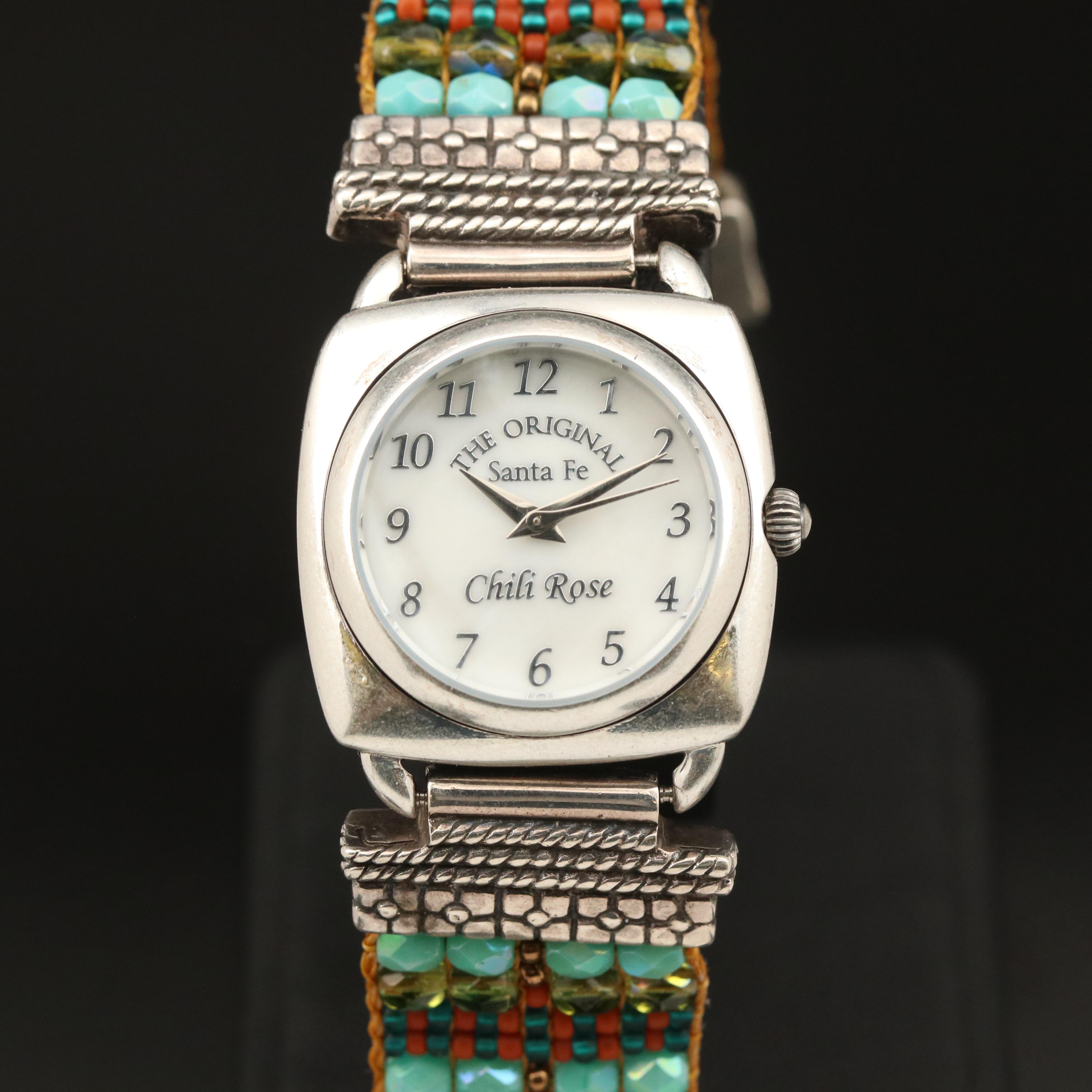 Sterling and Beaded Bracelet Santa Fe Chili Rose Watch
