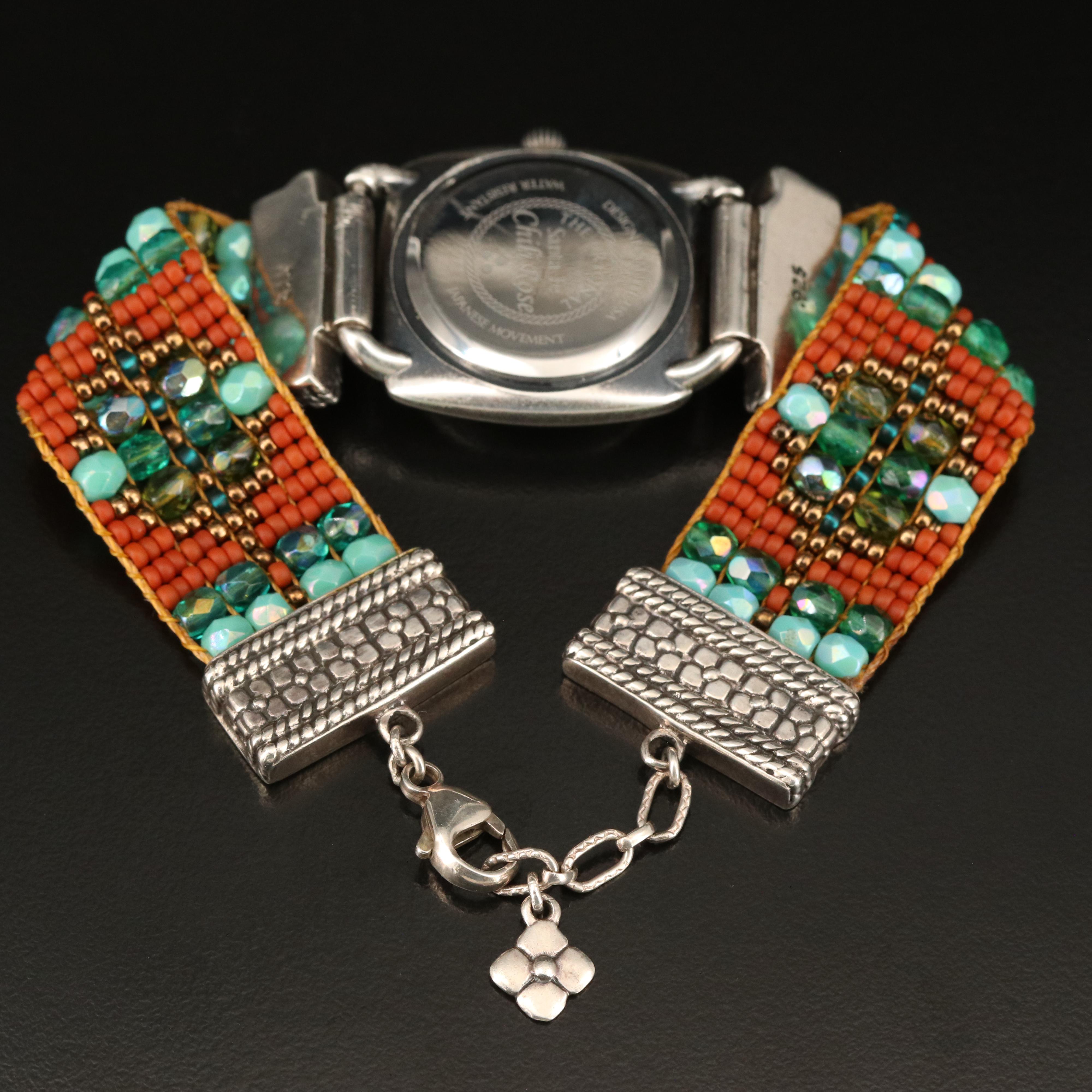 Sterling and Beaded Bracelet Santa Fe Chili Rose Watch