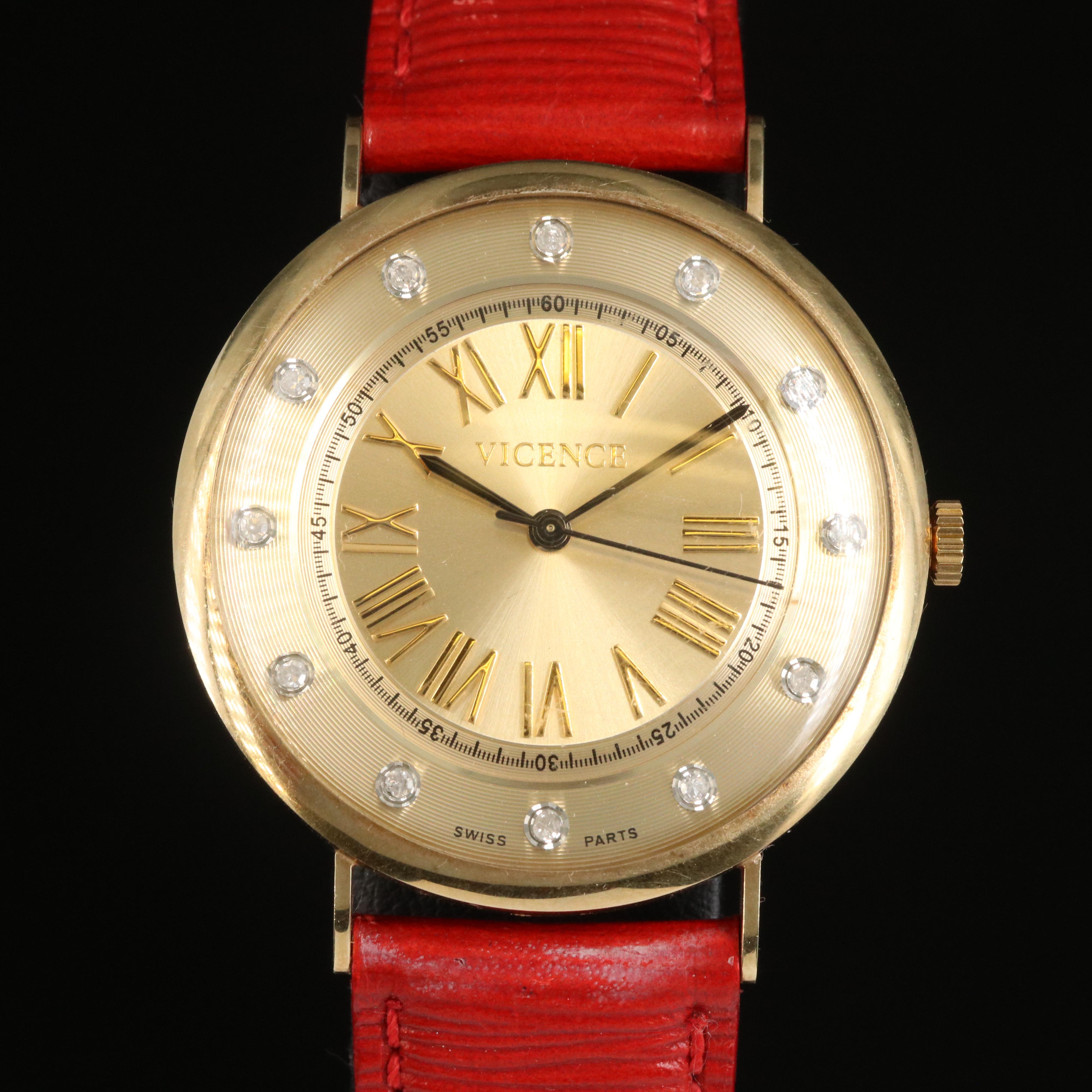 Vincence 14K and Stainless Steel Diamond Watch