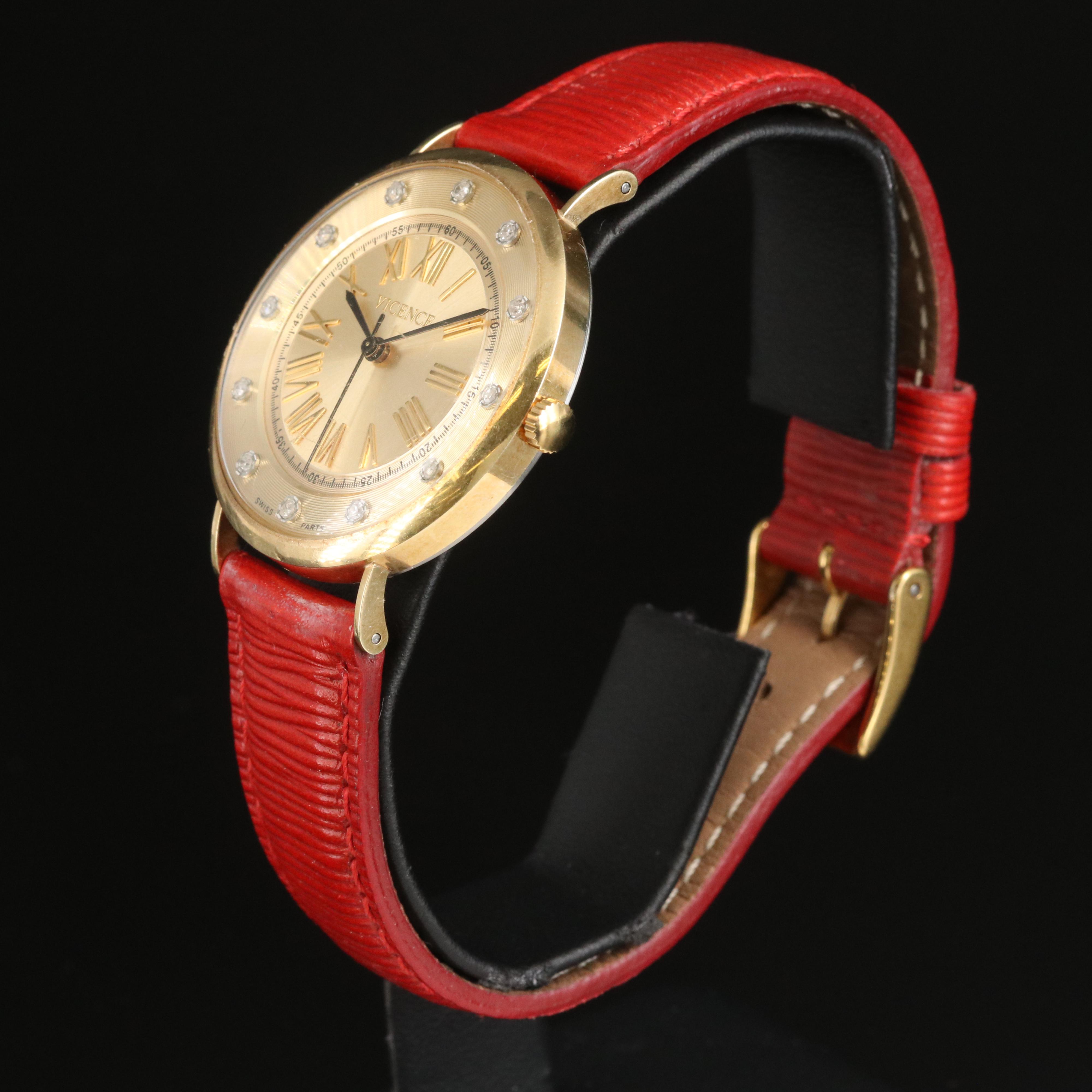 Vincence 14K and Stainless Steel Diamond Watch