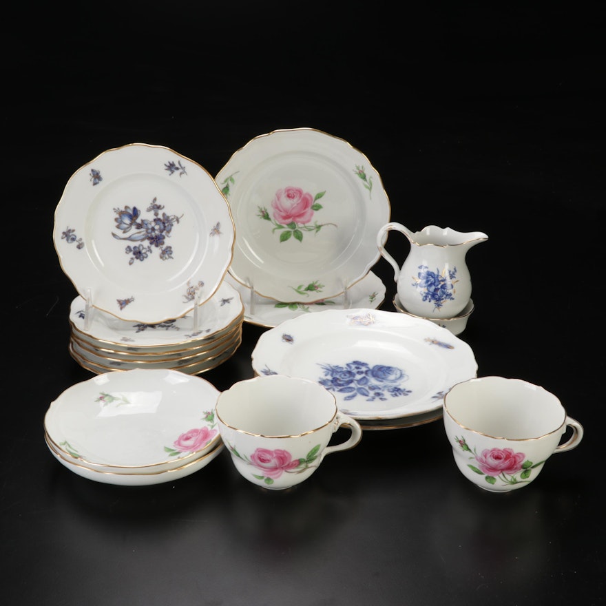 Meissen "Rose Pink" and "MSS89" Gilt Decorated Porcelain Serveware