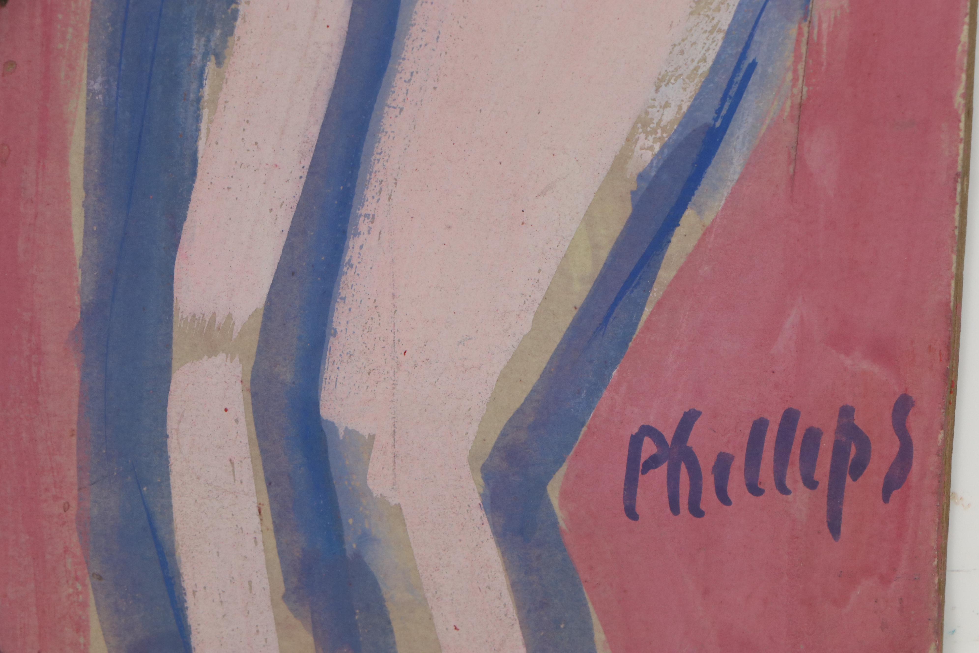 Esther Phillips Oil and Gouache Painting of a Female Nude