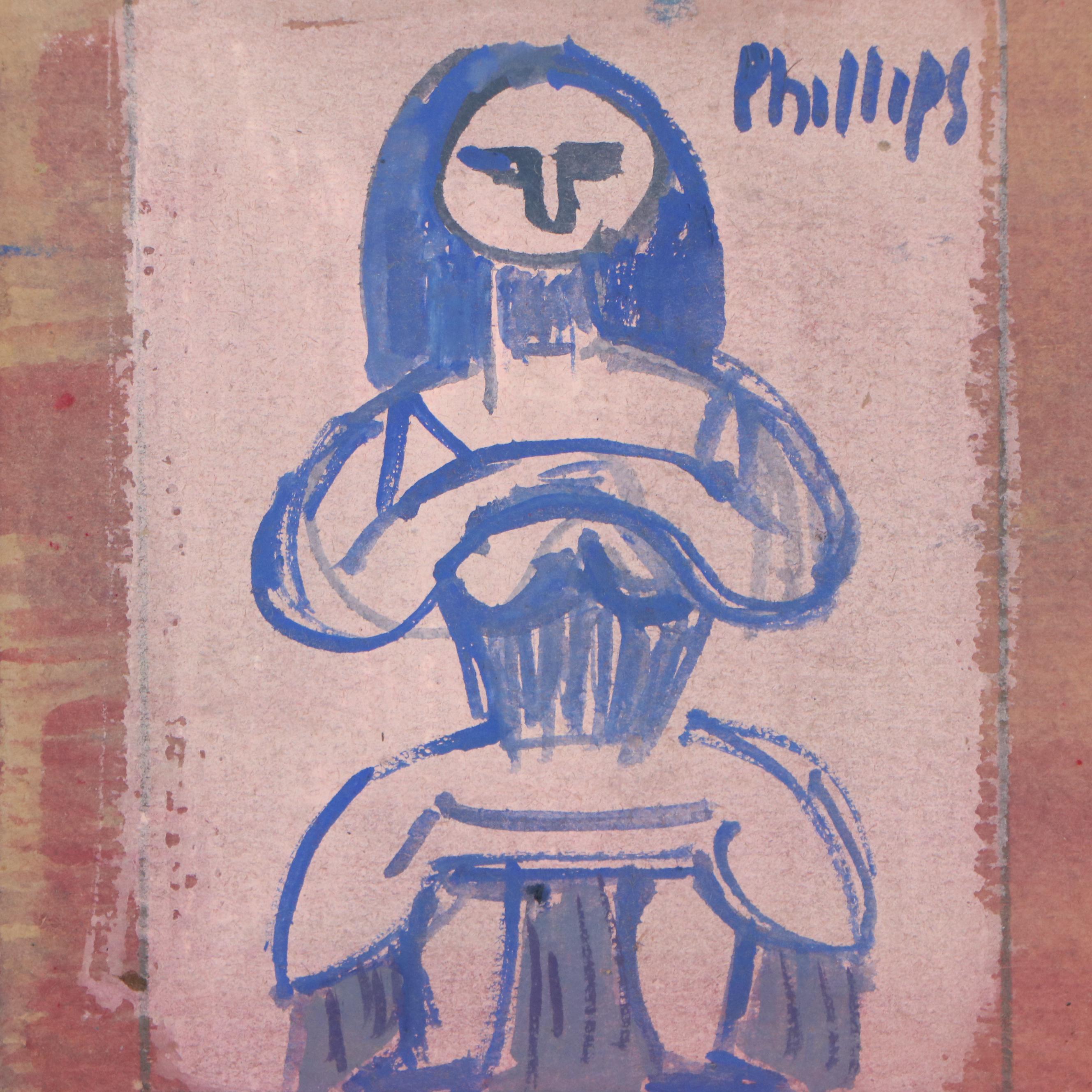 Esther Phillips Gouache Painting "Girl Sitting," 1957