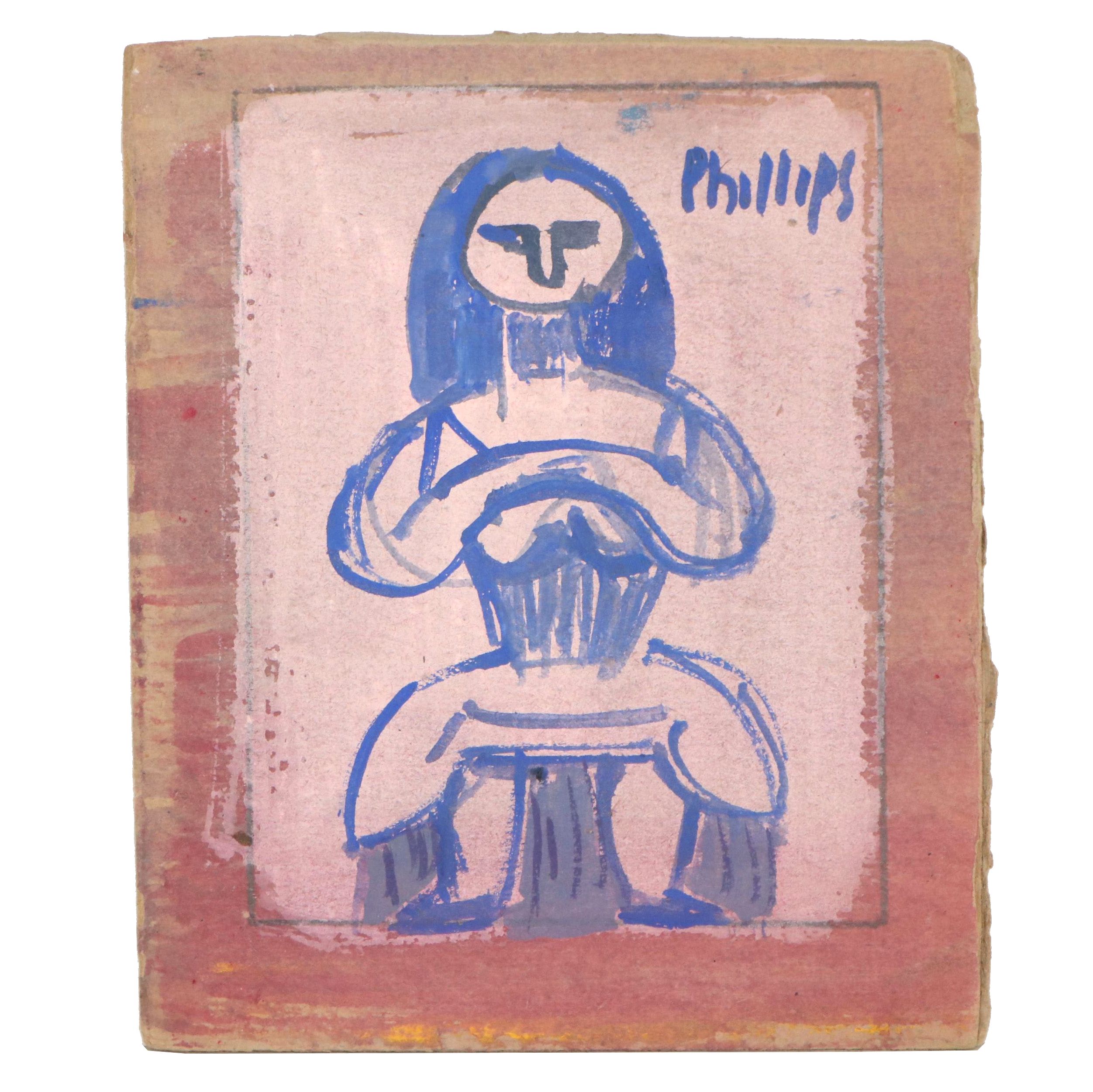 Esther Phillips Gouache Painting "Girl Sitting," 1957