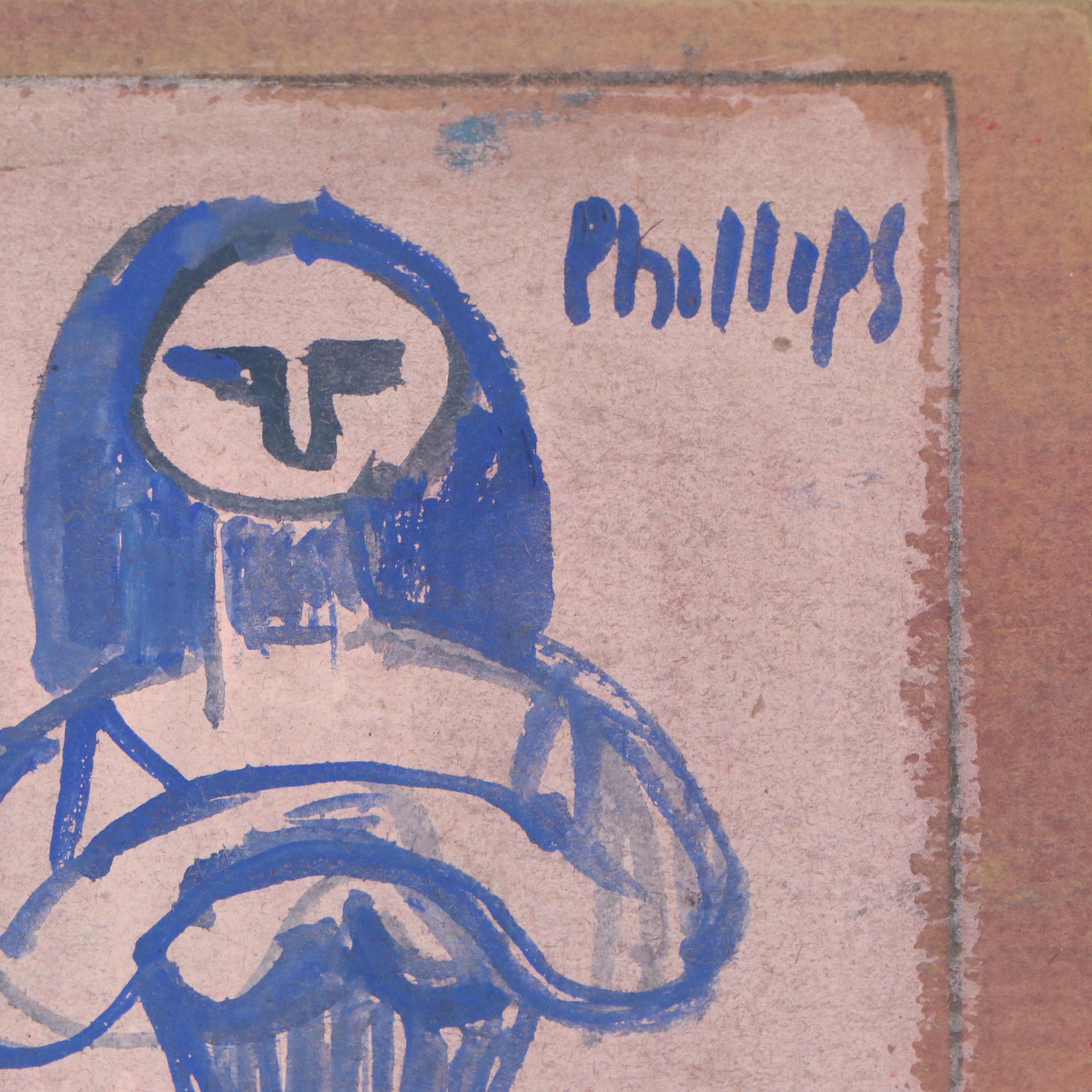 Esther Phillips Gouache Painting "Girl Sitting," 1957