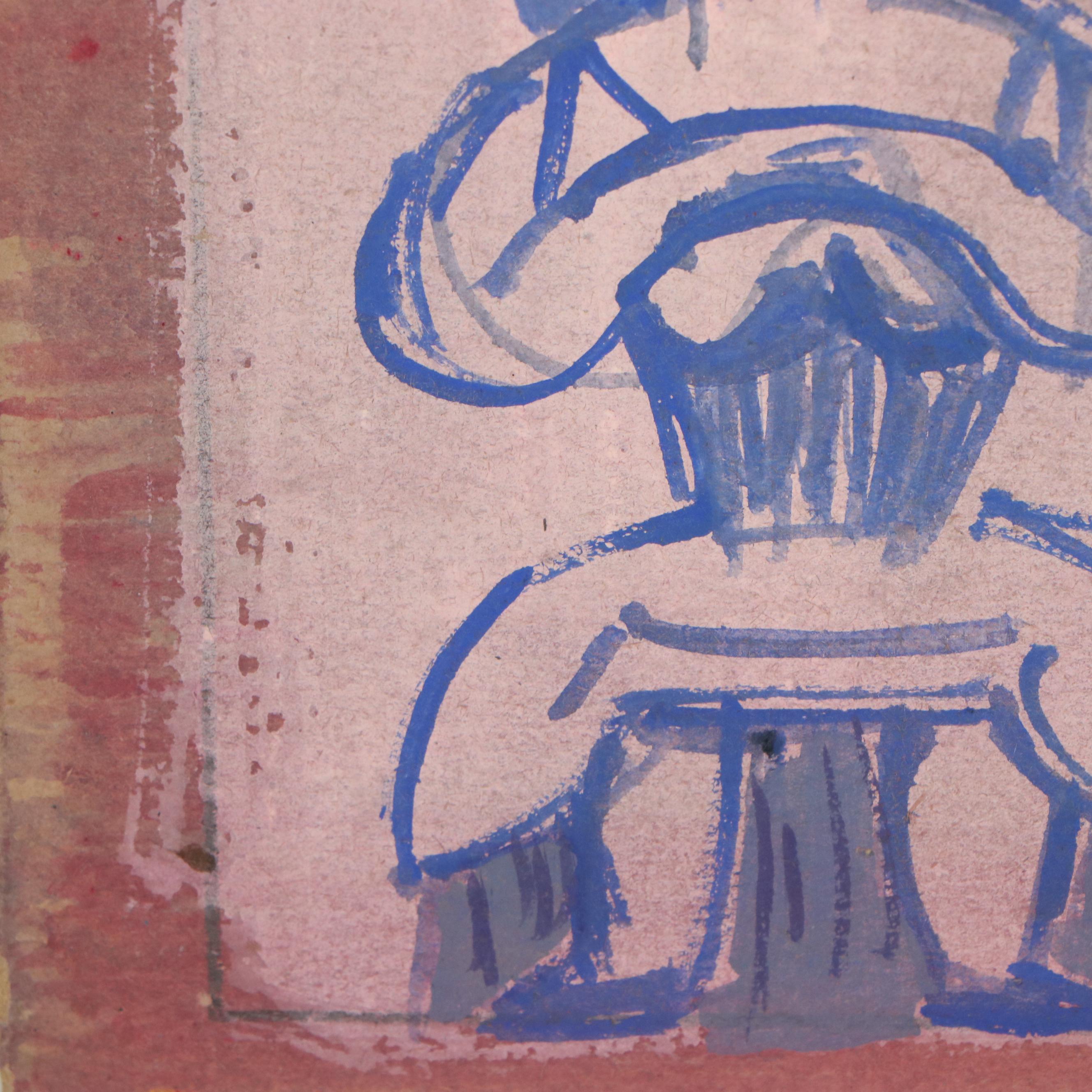 Esther Phillips Gouache Painting "Girl Sitting," 1957