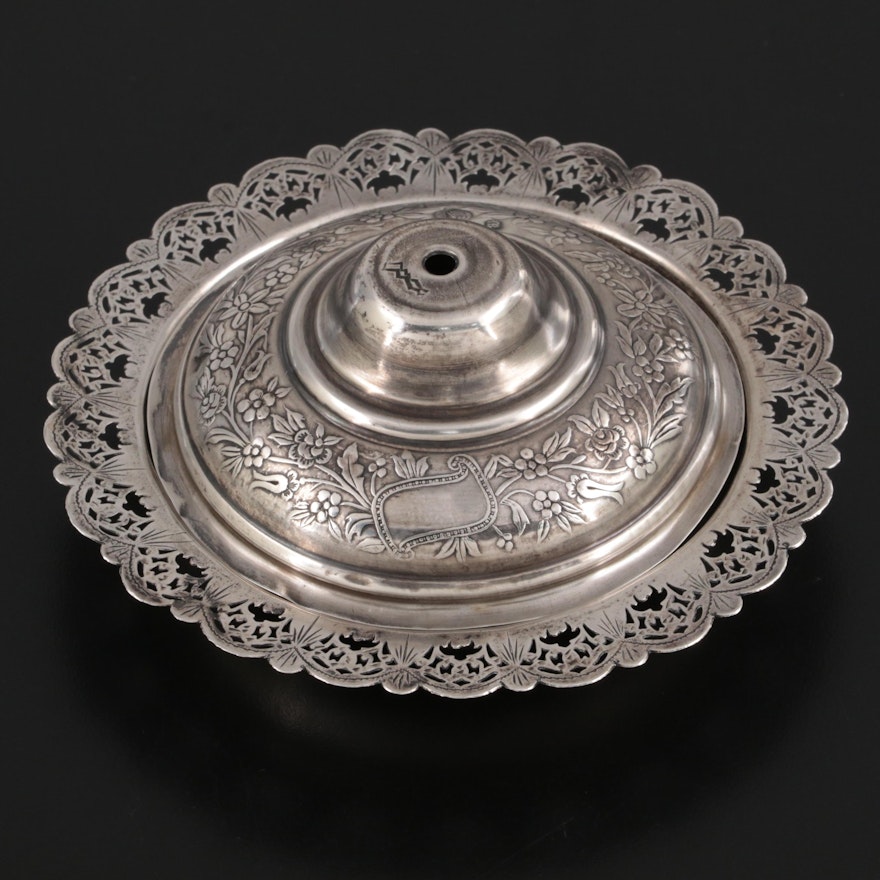 Turkish 900 Silver Covered Sweets Dish, Late 19th to Early 20th Century